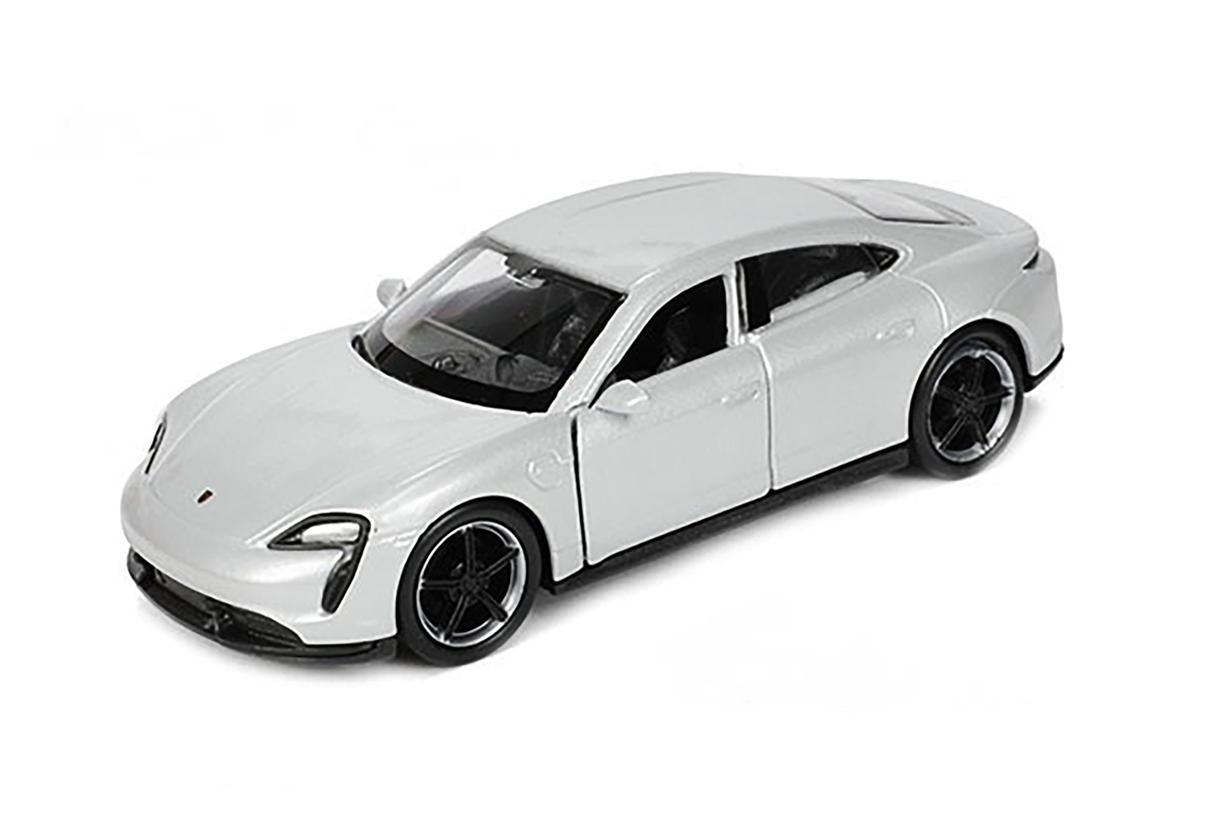 Welly Modellauto PORSCHE Taycan Turbo S 12cm Modellauto Rückzug 27 (Silber-Metallic), Welly Metall Modell Auto Spielzeugauto Geschenk Kinder Spielzeug