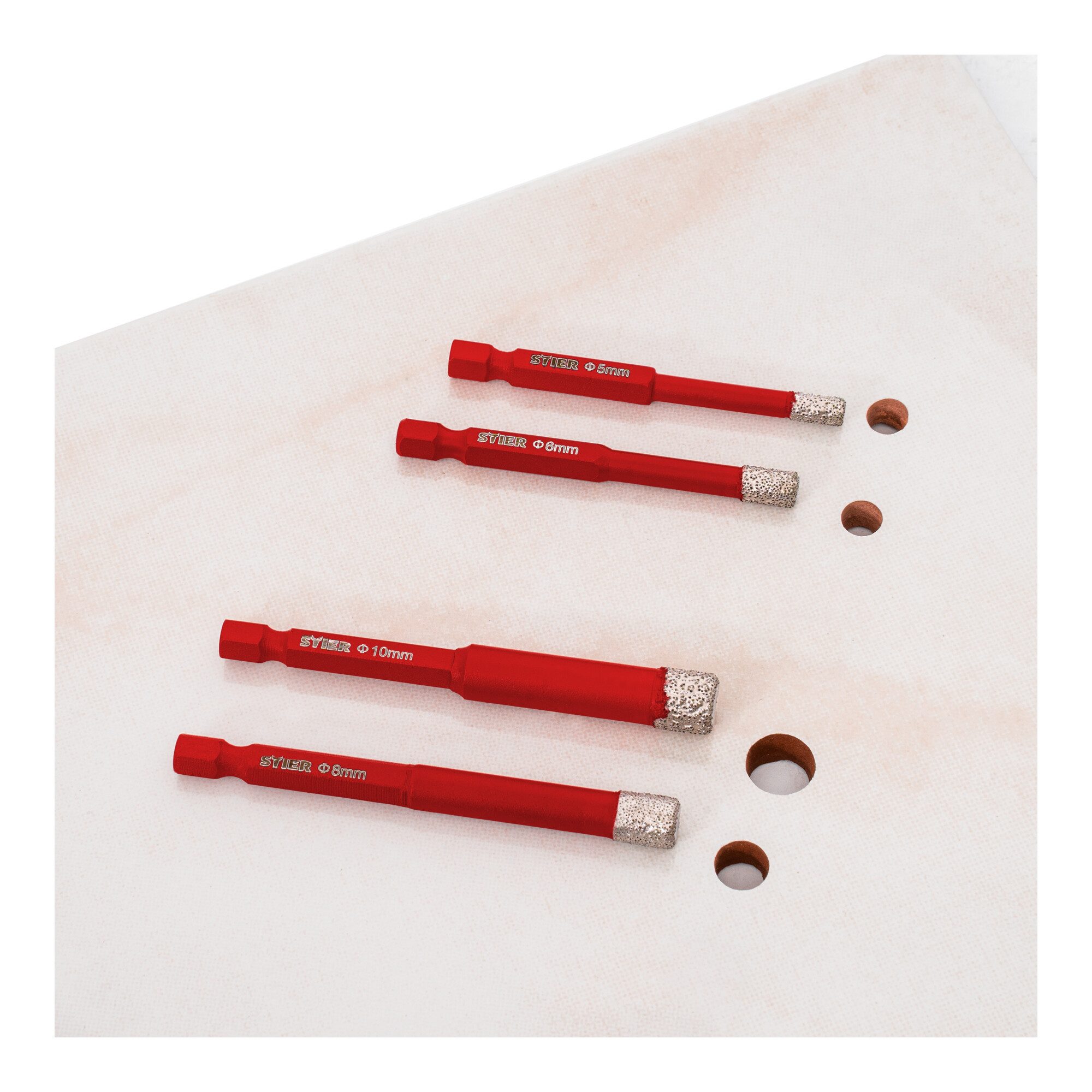 Stier Fliesenbohrer STIER Fliesenbohrer Set 5 tlg für harte Fliesen Naturfliesen Marmor un