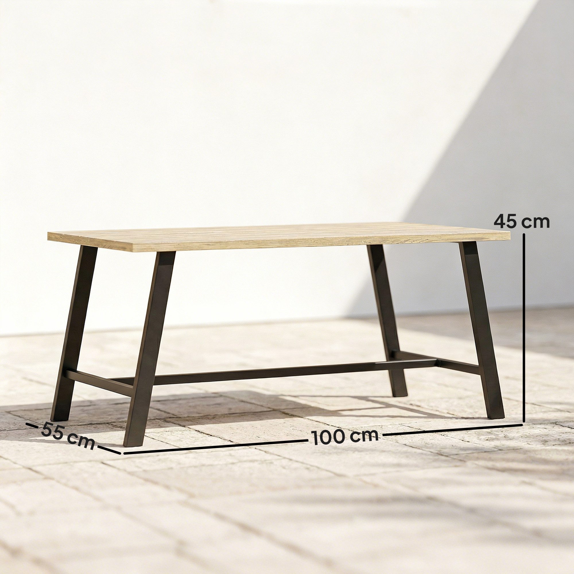 Outsunny Beistelltisch Outdoor-Couchtisch (Set, 1-St., 1 Tisch), Holzoptik, wetterfest, 100x55 cm