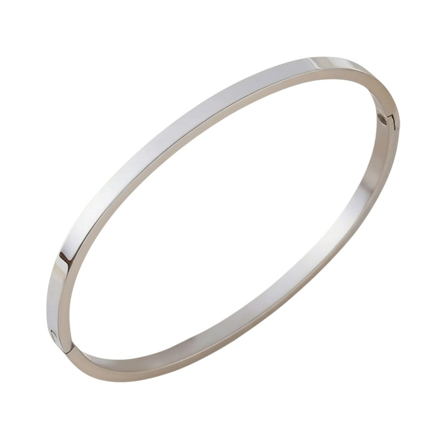 KARMA Armreif aus Edelstahl – Eleganter Scharnier-Bangle Armband (Geschenkidee, Moderner minimalistischer Damenschmuck), in Roségold oder Silber – 0,4 cm Breite