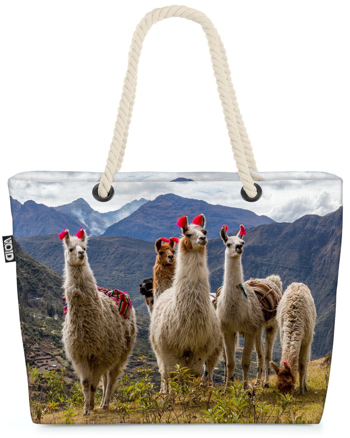 VOID Strandtasche (1-tlg), Lamas Anden Beach Bag Peru Wandern Tiere Berge Landschaft Alpaka Urlaub Reiten