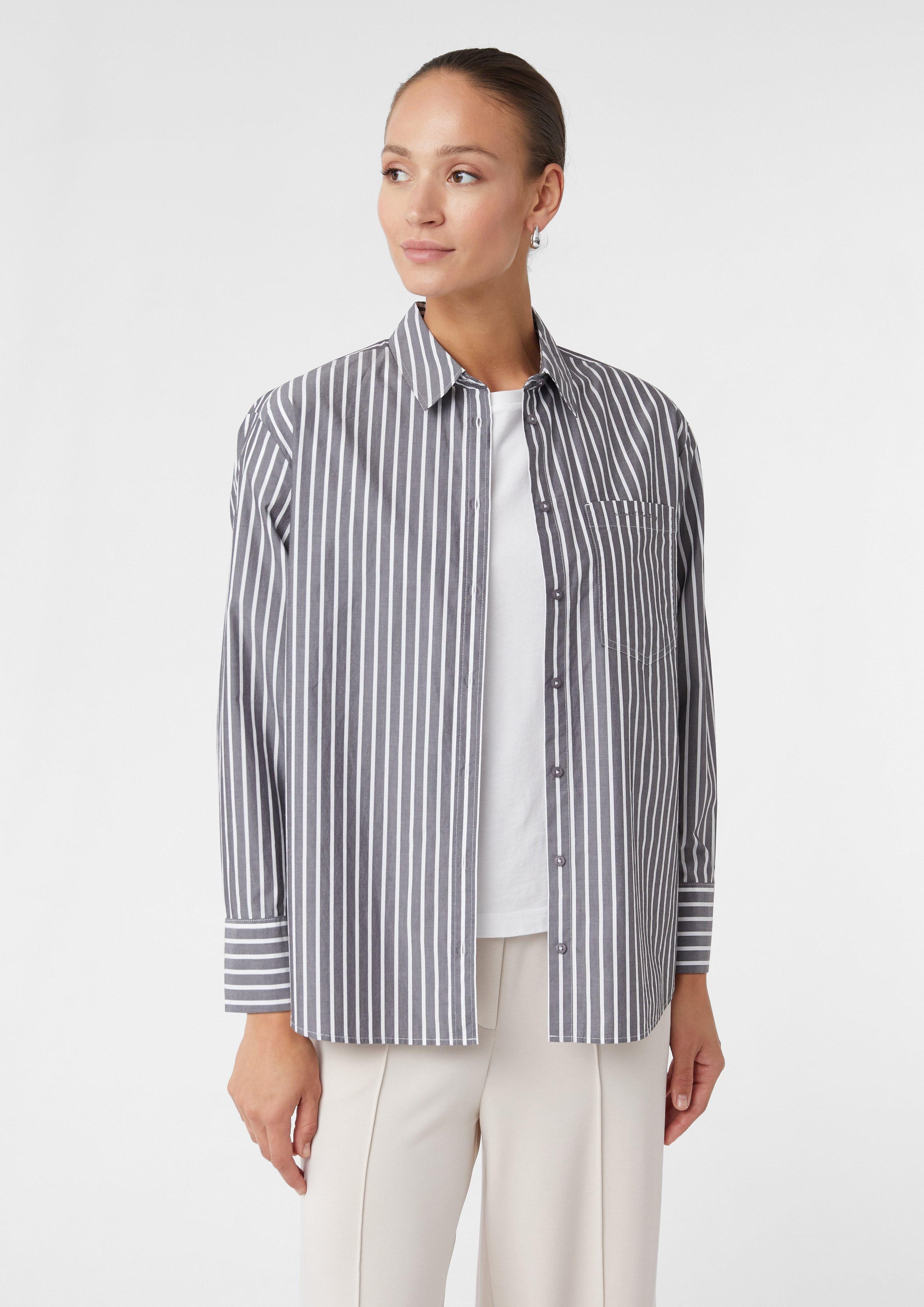 Langarmbluse Popeline-Bluse aus Baumwolle