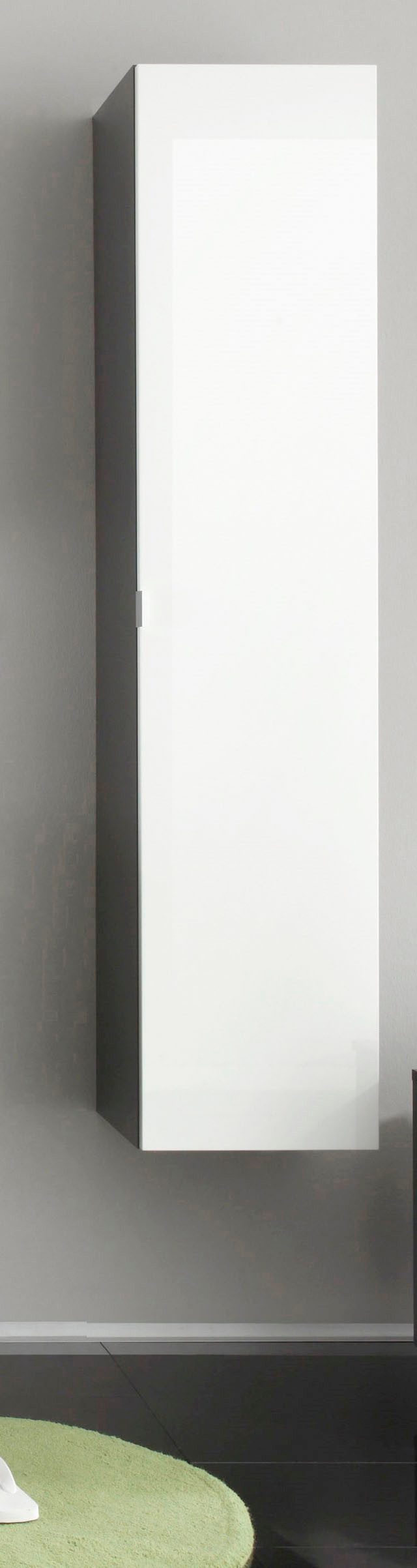 welltime Hochschrank Bardolino Badschrank mit innen verspiegelter Tür in Weiß Hochglanz