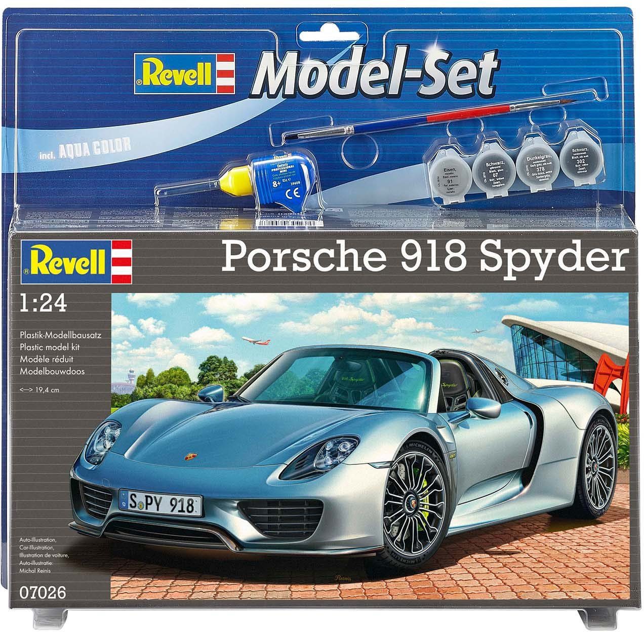 Revell® Modellbausatz Porsche 918 Spyder, Maßstab 1:24, Made in Europe,  Inklusive Kleber, Pinsel und Hauptfarben