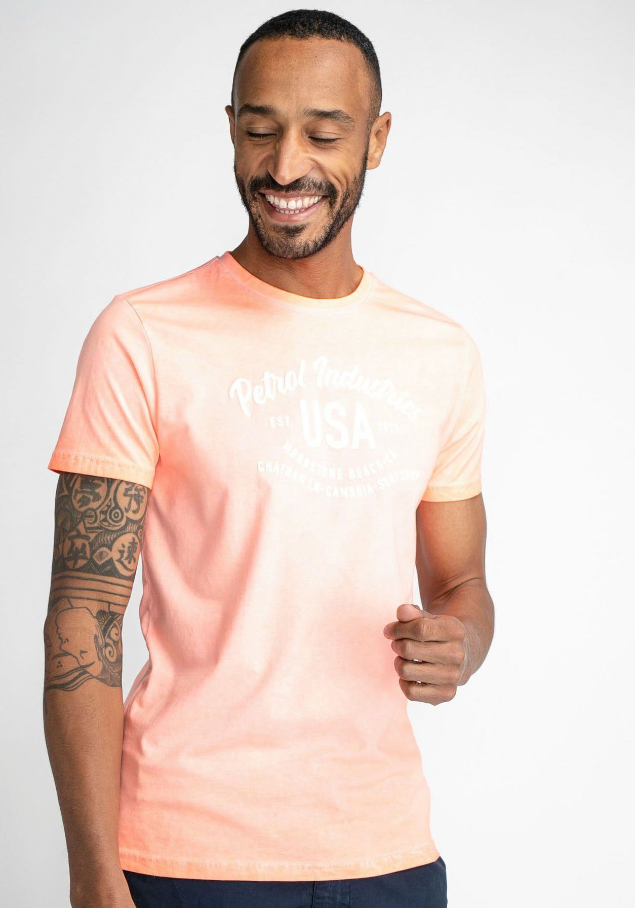 Petrol Industries T-Shirt Classic Print fiery coral