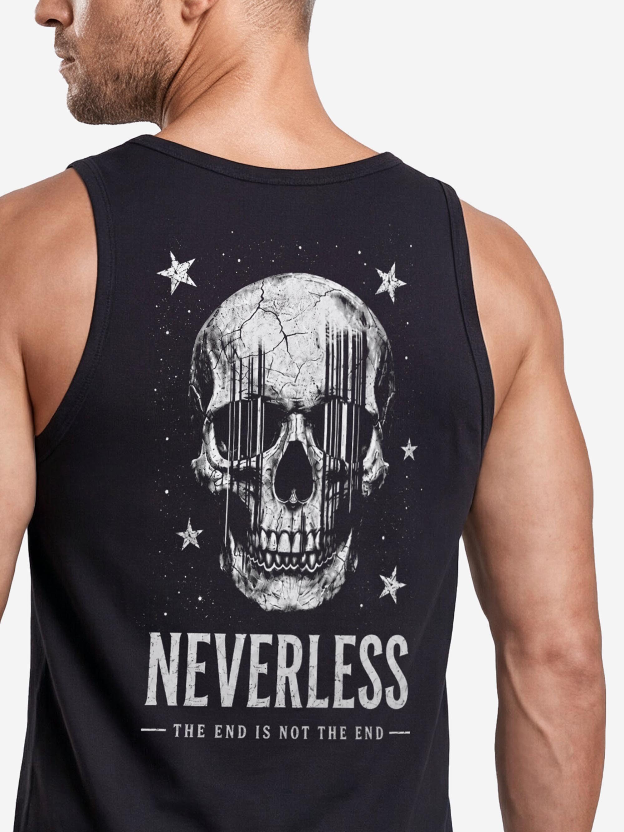 Neverless Tanktop Tanktop Herren mit Grafik-Print - Star Skull - Trägershirt Baumwolle mit Print – Bild 3 von 5