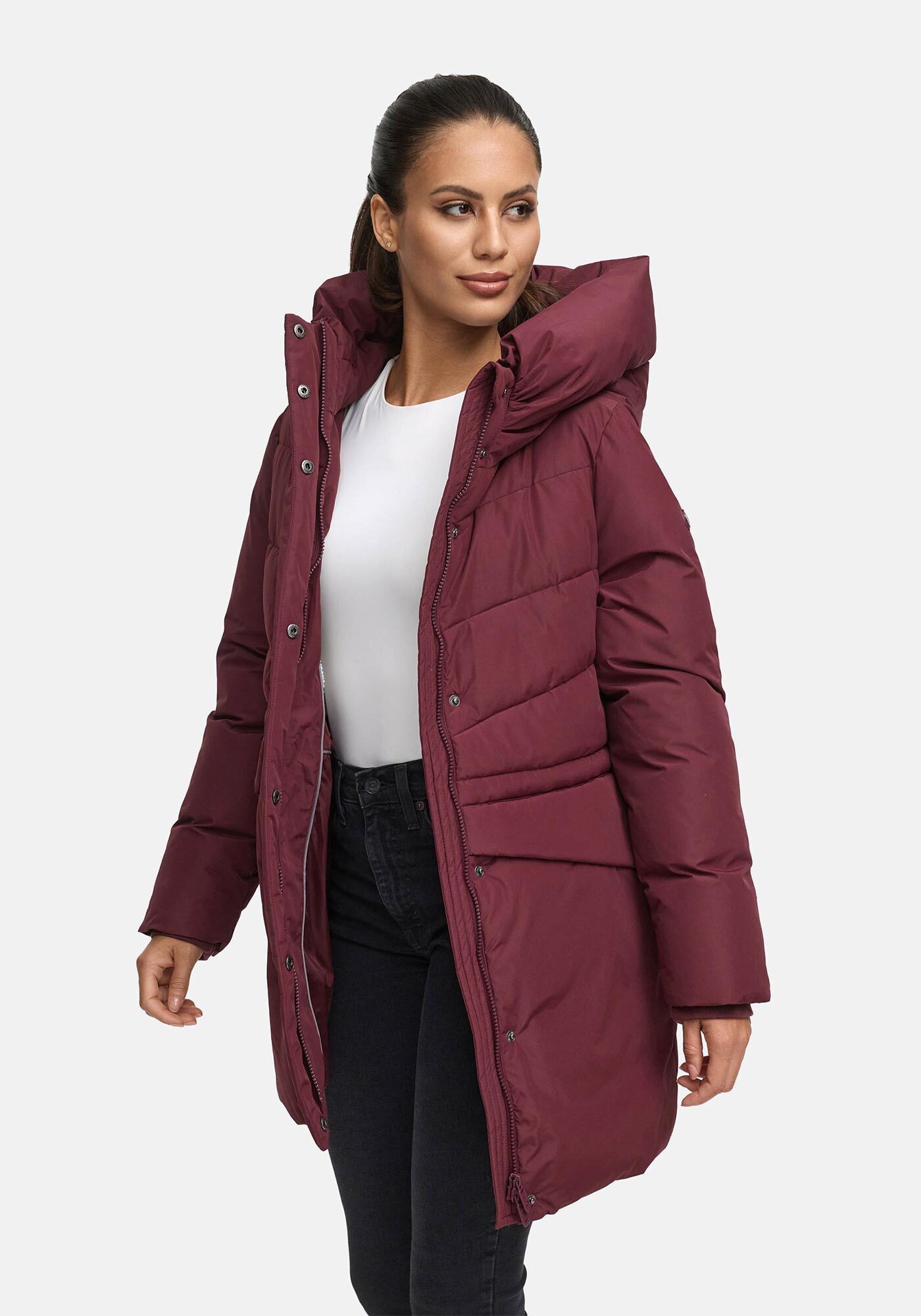 Marikoo Winterjacke Delilah mit kuschelig warmem Teddyfleece und hohem Kragen