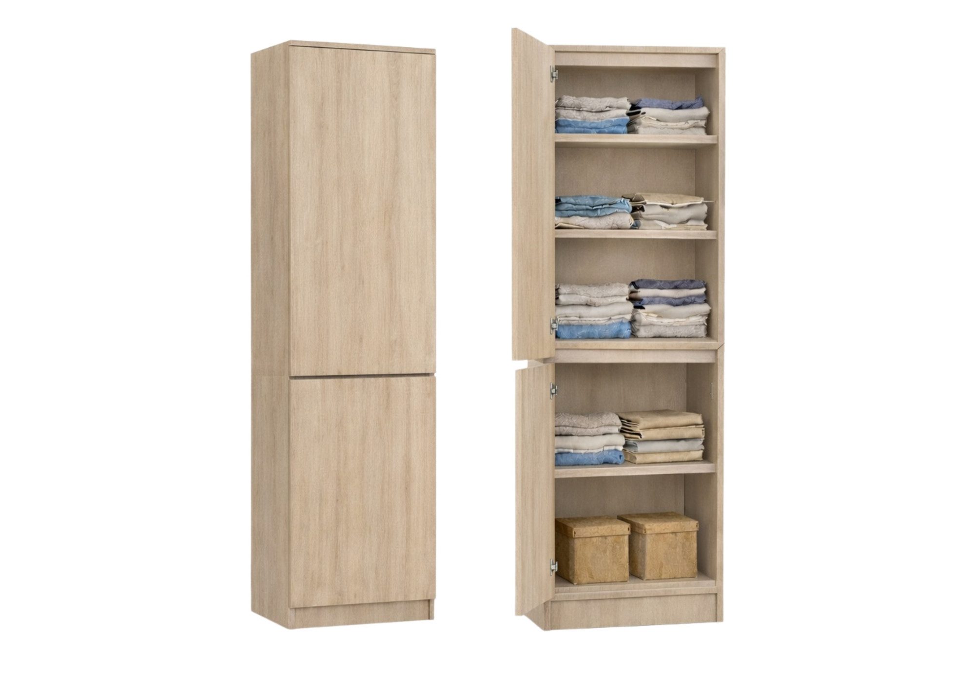 Home Collective Kleiderschrank Garderobenschrank Mehrzweckschrank Schrank platzsparend & vielseitig (50x40x180,5 cm (BxTxH), ideal für Schlafzimmer Flur & Arbeitszimmer) mit 2 Türig & 5 Einlegeböden in sonoma
