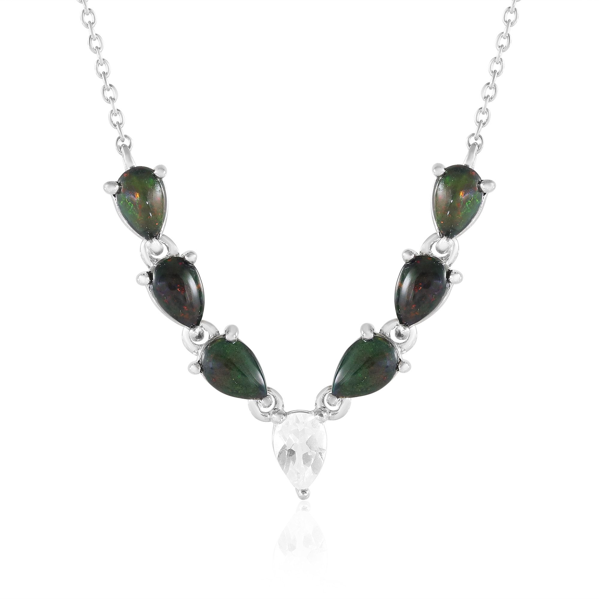 Cavill Silberkette Äthiopische Mezezo Opal Silber Halskette (1-tlg)
