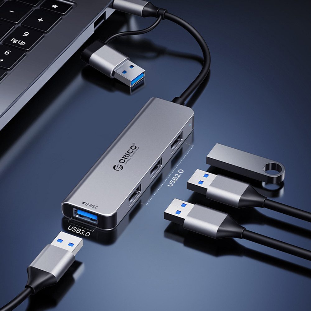 ORICO Orico YSB4-U2 USB-A/USB-C 5-Port Dockingstation Grau USB-Adapter
