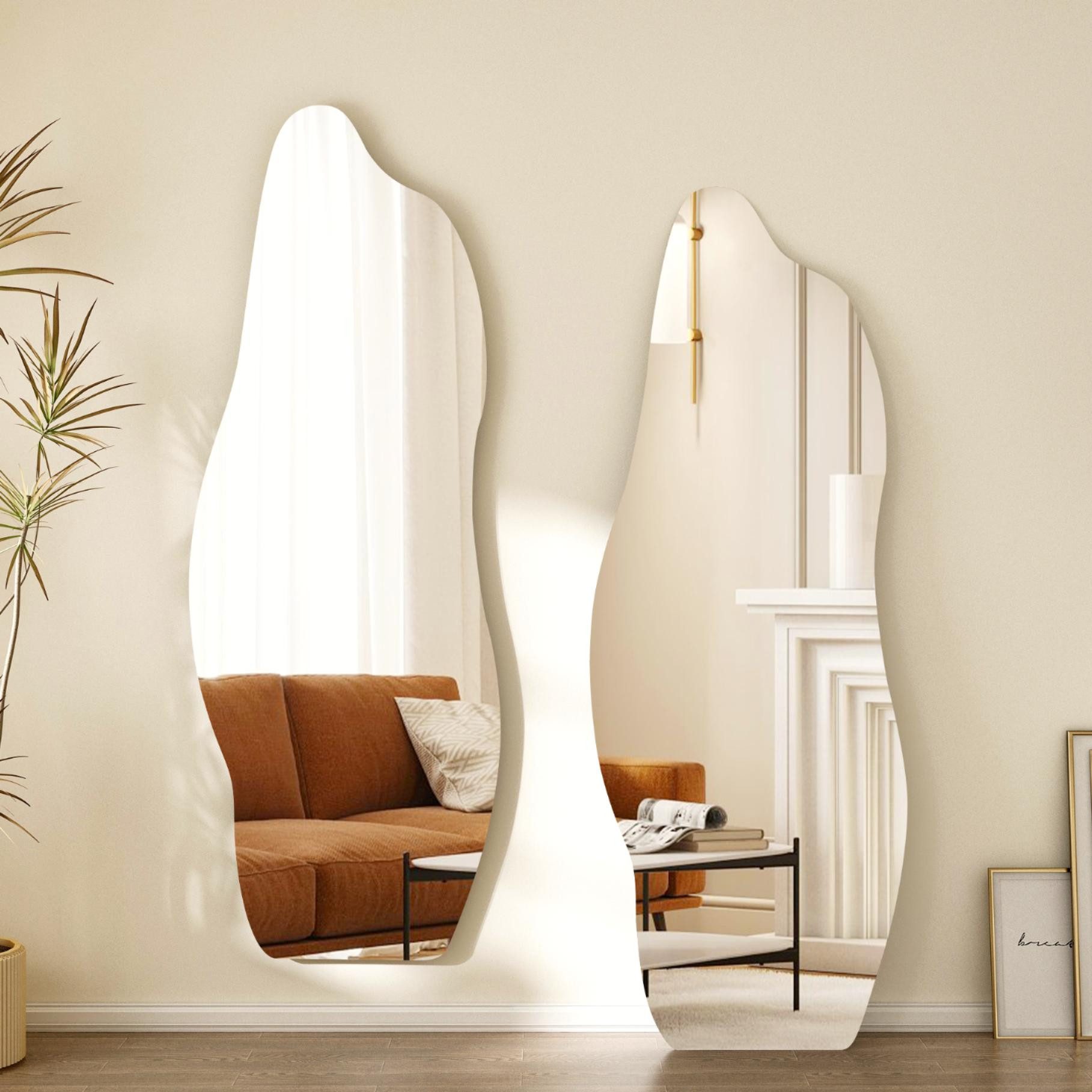 Hopibath Wandspiegel Ganzkörper 165x60cm Ganzkörperspiegel ohne Rahmen (Flurspiegel Dekospiegel modern, 1-St., Rahmenlos, Asymmetrisch), für Garderobe & Flur, Wohnzimmer, Schlafzimmer