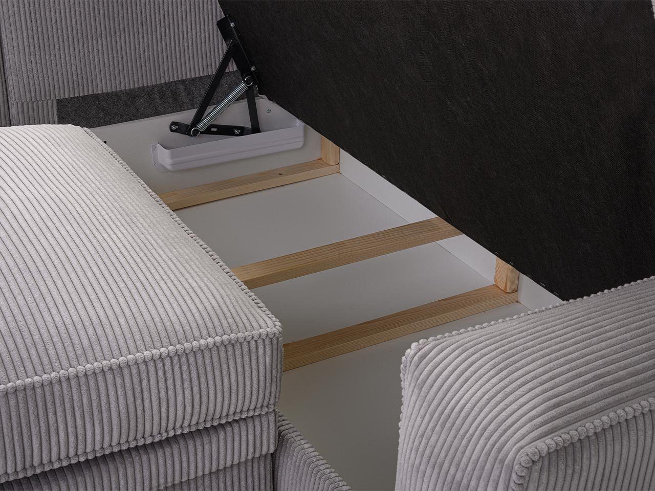 MÖBEL modernen und Bettwäsche Lincoln Stil MKS mit einem Behälter im U, Schlaffunktion Grau ALTEA für Ecksofa