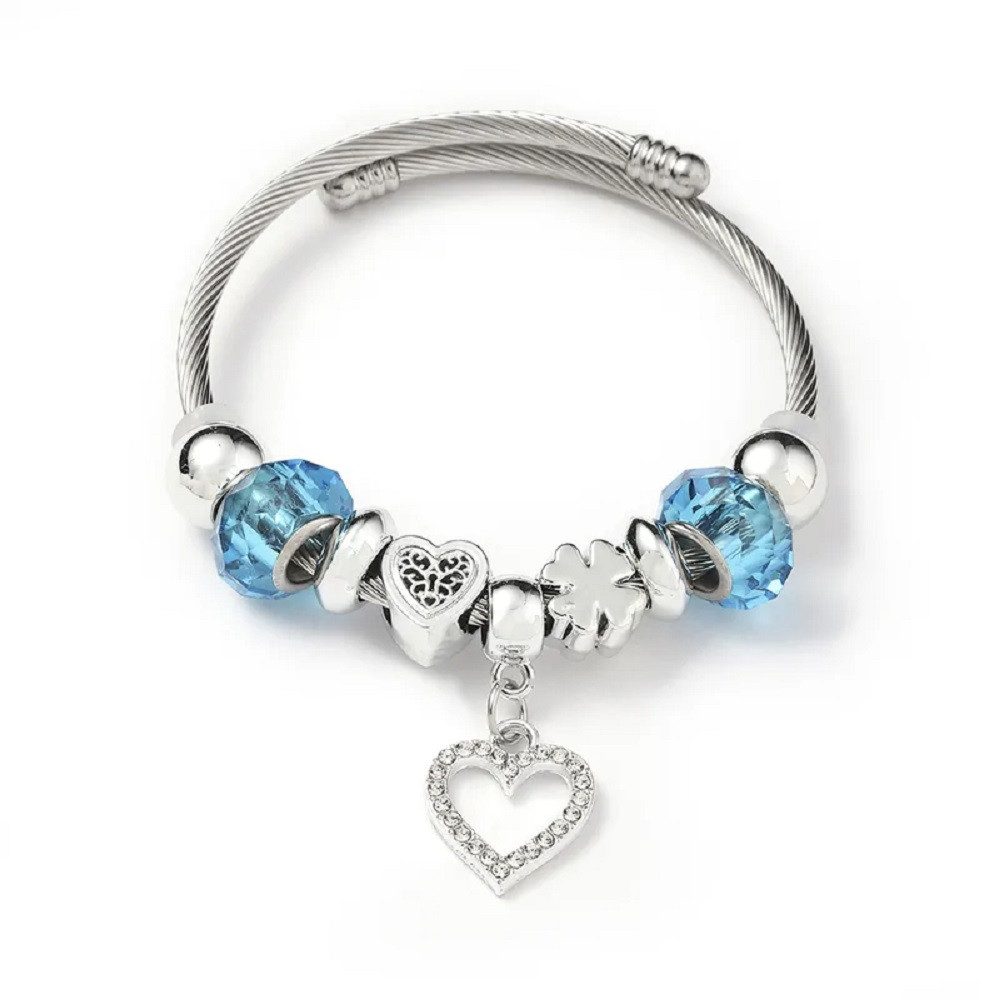 Eyecatcher Armkette Charm-Armband mit blauen Kunststoffperlen günstig online kaufen