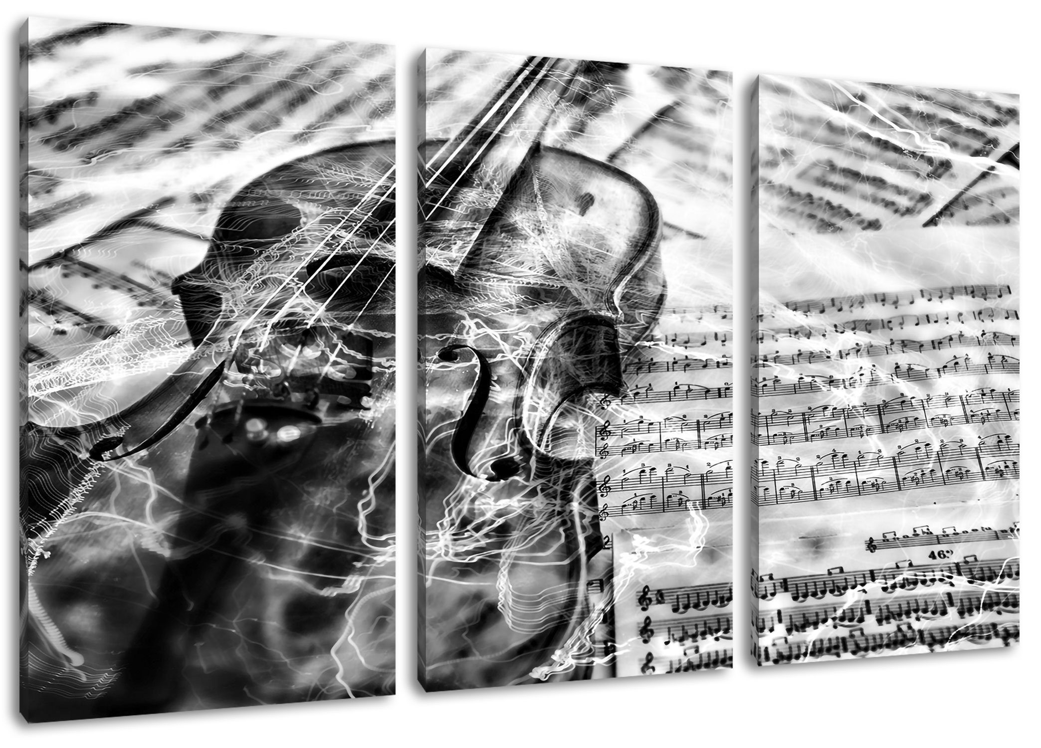 Pixxprint inkl. bespannt, Leinwandbild Zackenaufhänger fertig (1 Geige 3Teiler St), Geige, (120x80cm) Leinwandbild