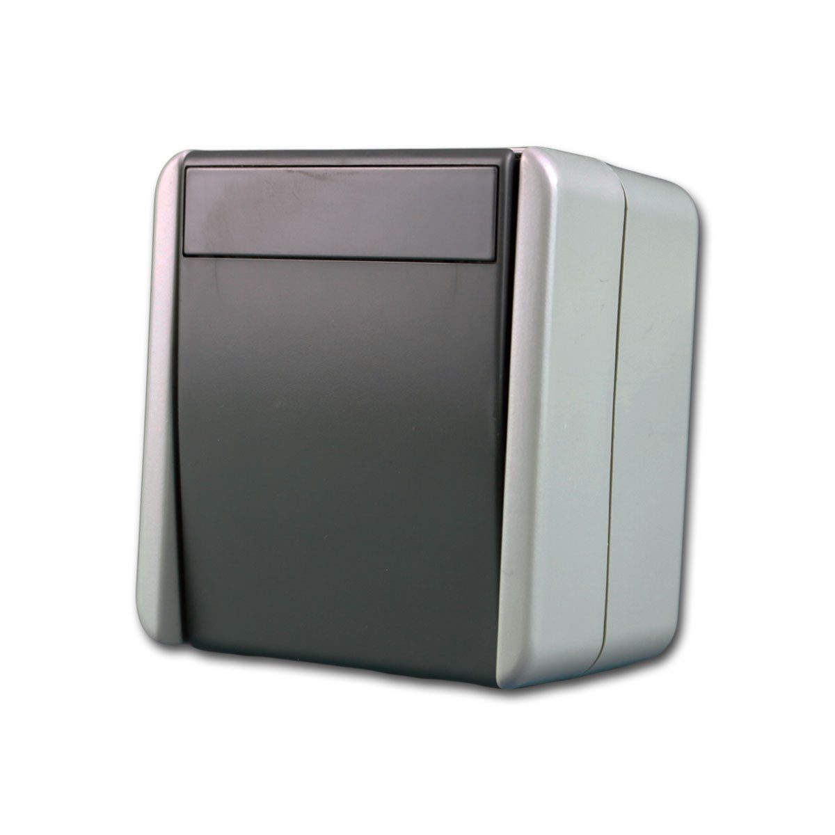 TEM Aufputz-Steckdose fontana Kreuzschalter, grau, 250V~/10A, AP, IP44