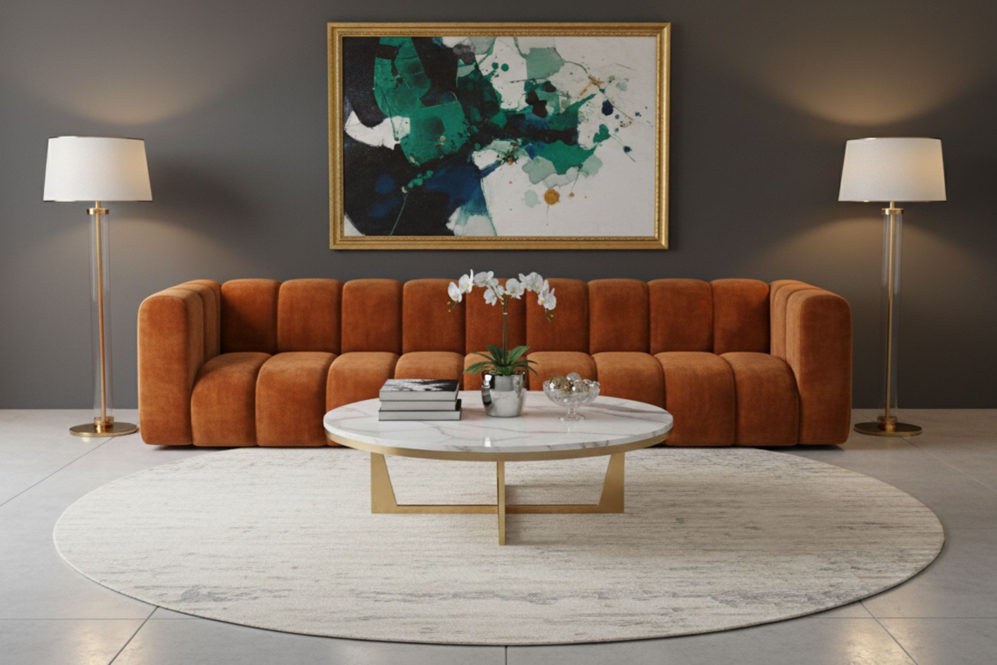 Kaiser Möbel Sofa 5-Sitzer Grand aus Veloursstoff Salvador, Einzelartikel, 5-Sitzer Sofa,pflegeleichter Veloursstoff,weiche, abgerundete Form