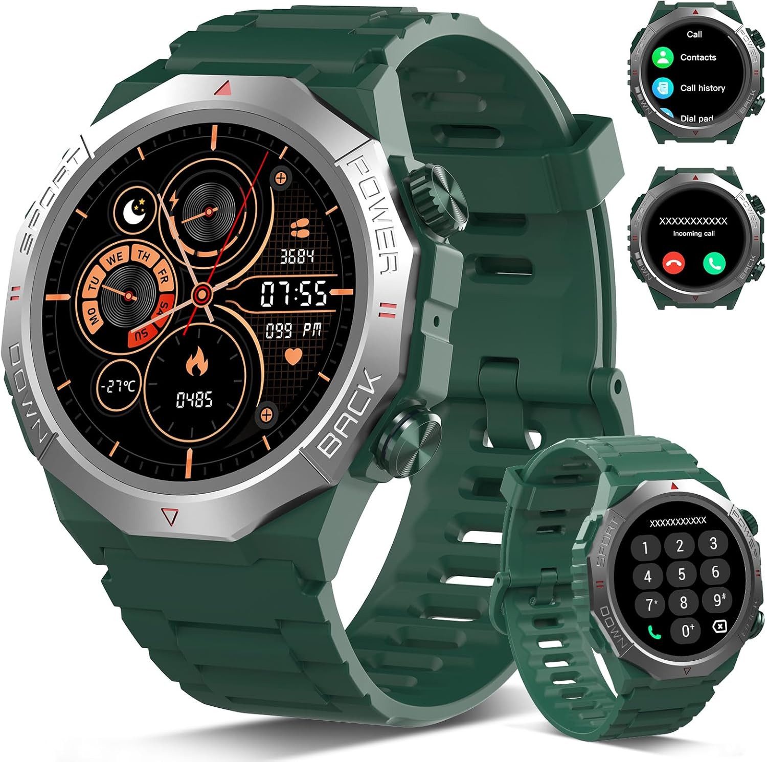Atheewon S10 Smartwatch (3,5 cm, Andriod ios), Robuste Smartwatch mit Bluetooth Anrufen