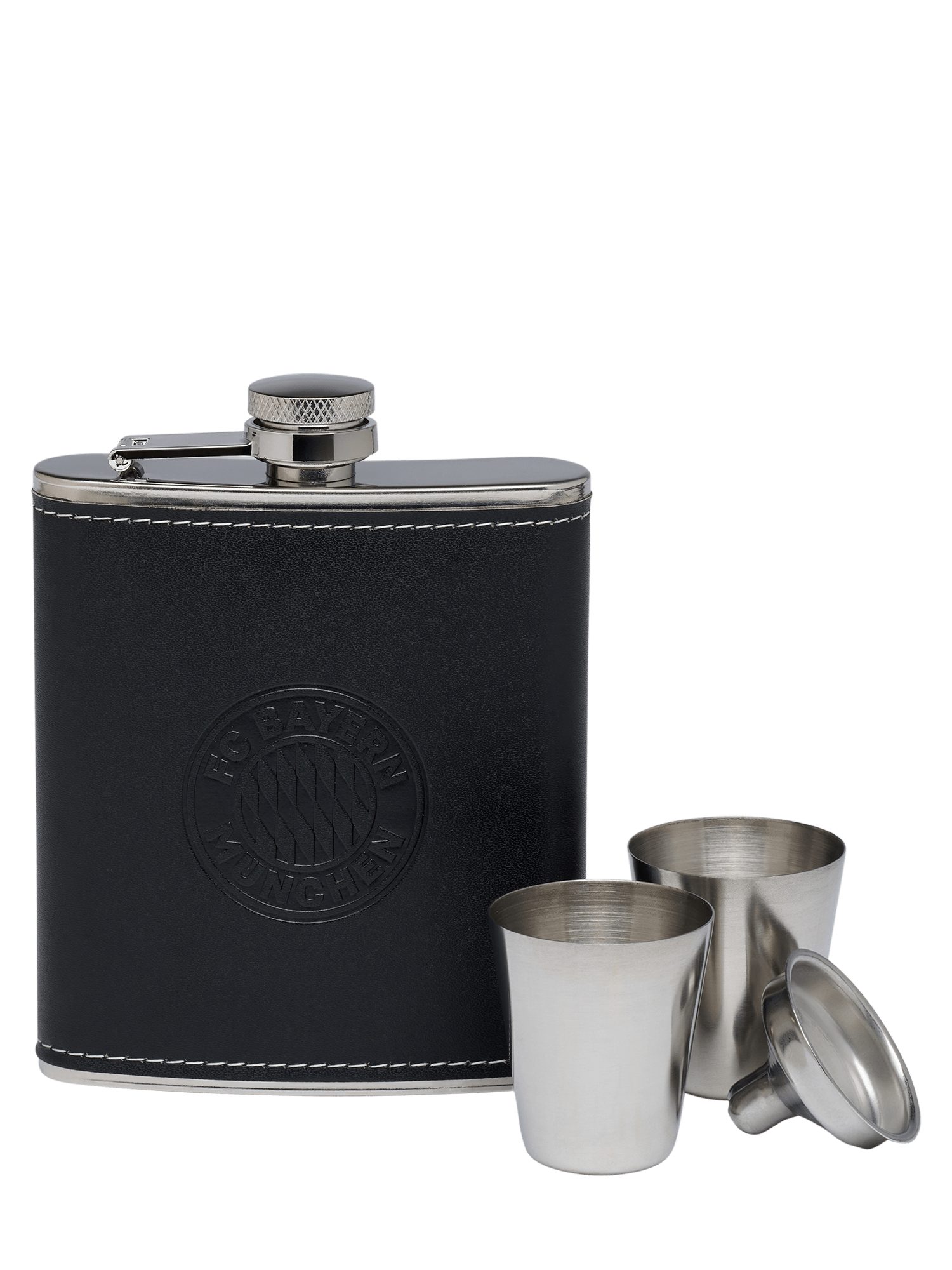 FC Bayern München Trinkflasche FC Bayern München Flachmann Set Silber I Fußball I Geschenkset