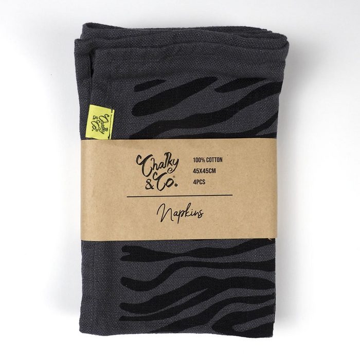 CHALKY & CO.® Stoffserviette Napkin-Set Zebra 4 Stück 45 x 45 cm (Set 4er Pack) nachhaltig 45 x 45 cm Animal Print
