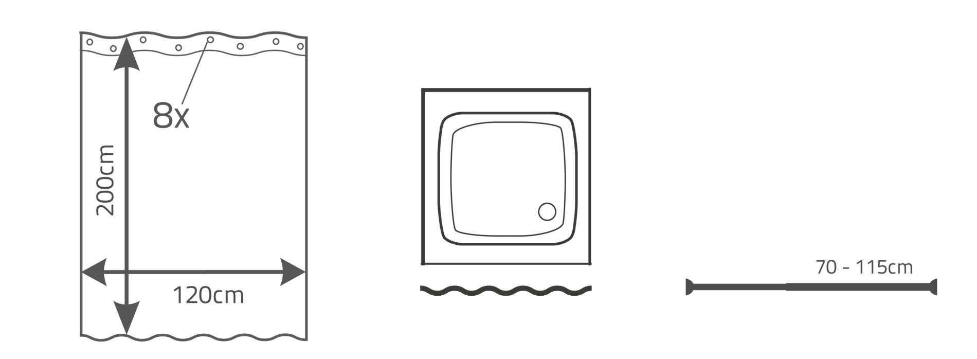 Ridder Duschvorhang Helgoland blau Breite 120 cm