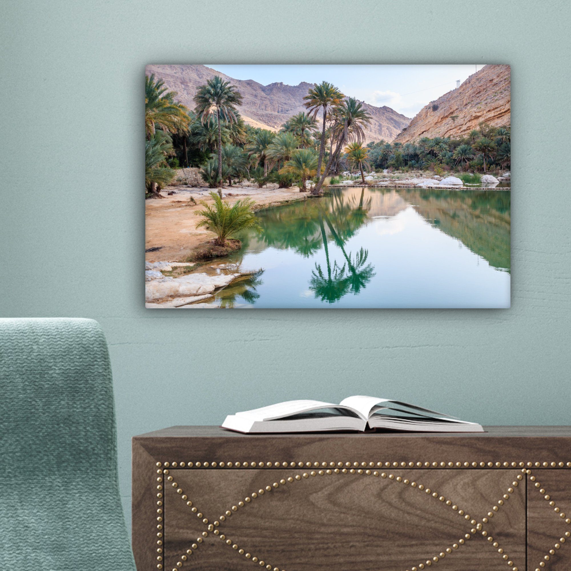 30x20 Leinwandbilder, Oase St), Oman, Wandbild OneMillionCanvasses® Bani (1 Wanddeko, Aufhängefertig, Khalid Wadi cm Leinwandbild im