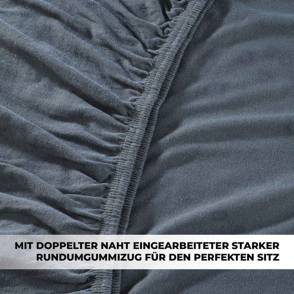 Malika Spannbettlaken Jersey aus 100% Baumwolle, Baumwolle, Gummizug: Rundum, (1 Stück), pflegeleicht und atmungsaktiv, verschiedene Größen und Farben