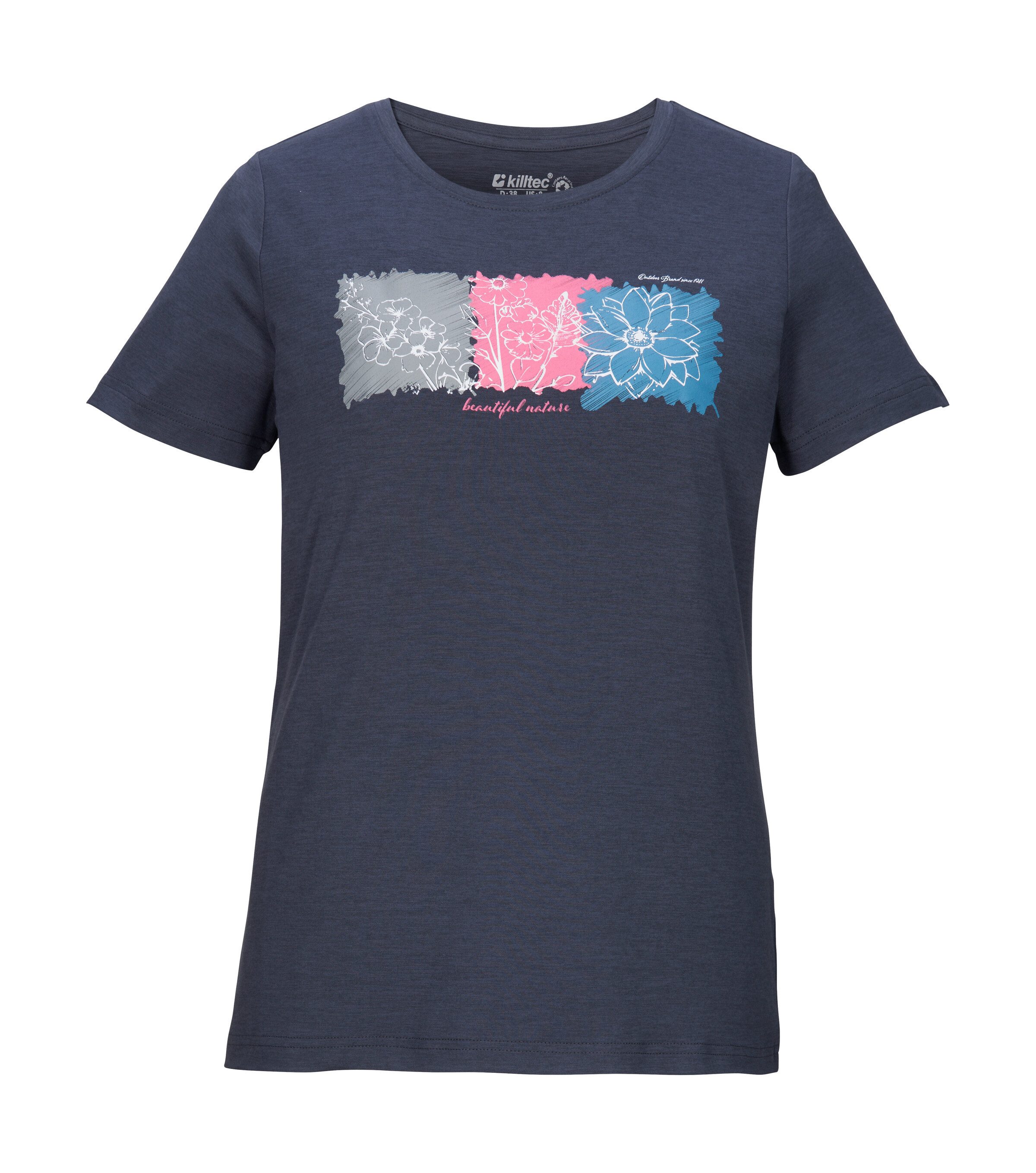 Killtec T-Shirt KOS 18 WMN TSHRT Leichtes, schnelltrocknendes Damen T-Shirt mit Stretch und Print