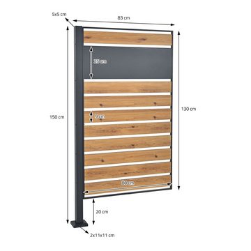 ML-DESIGN Mülltonnenbox Mülltonnenverkleidung Müllbox Mülltonnecontainer Mülltonnenabdeckung, Anthrazit-Holzoptik 91x91x150cm rostfrei massiv 3 Blumenkästen