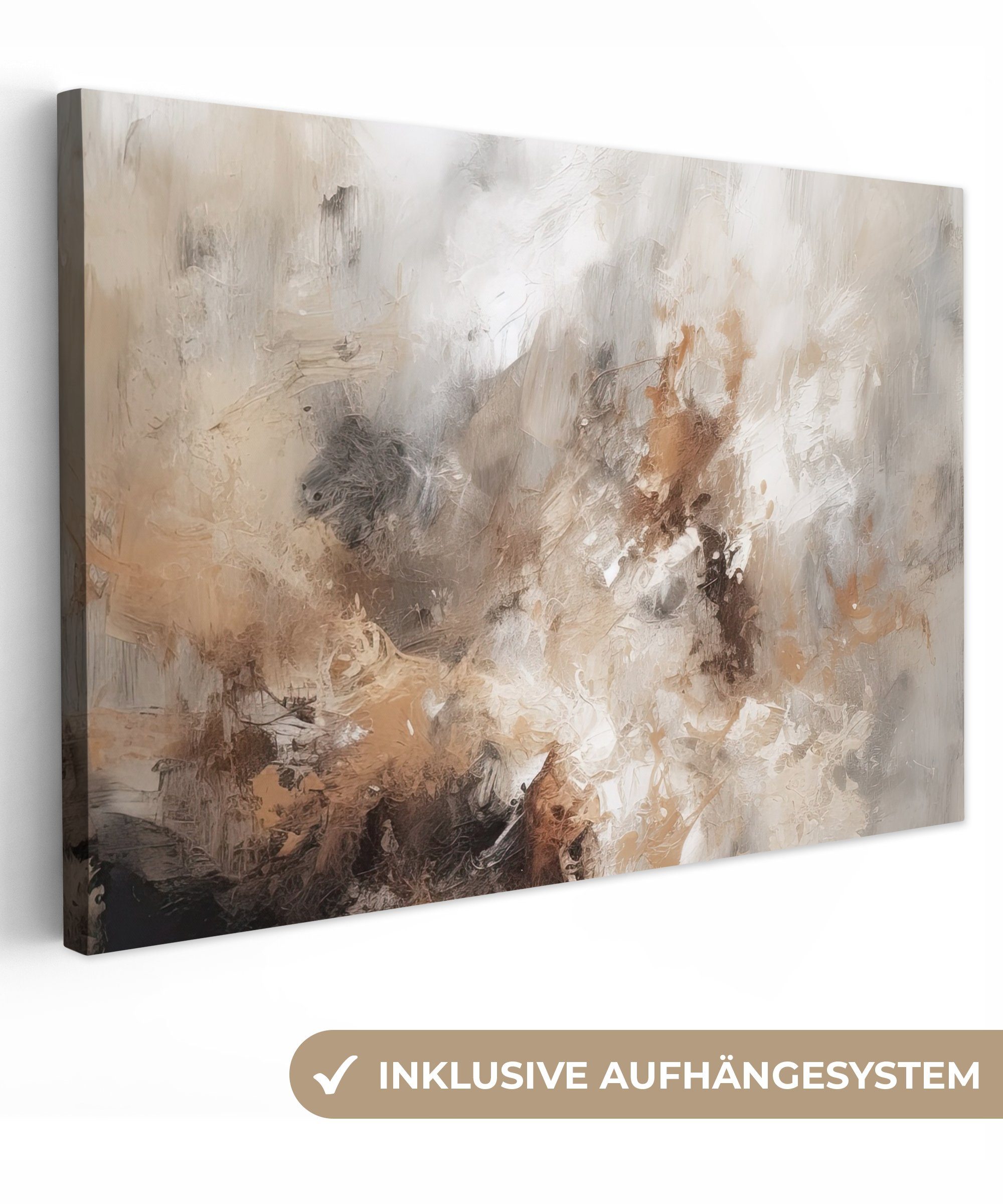 OneMillionCanvasses® Leinwandbild Farbe - Abstrakt - Beige - Kunst, (1 St), Wandbild Leinwandbilder, Aufhängefertig, Wanddeko, 30x20 cm