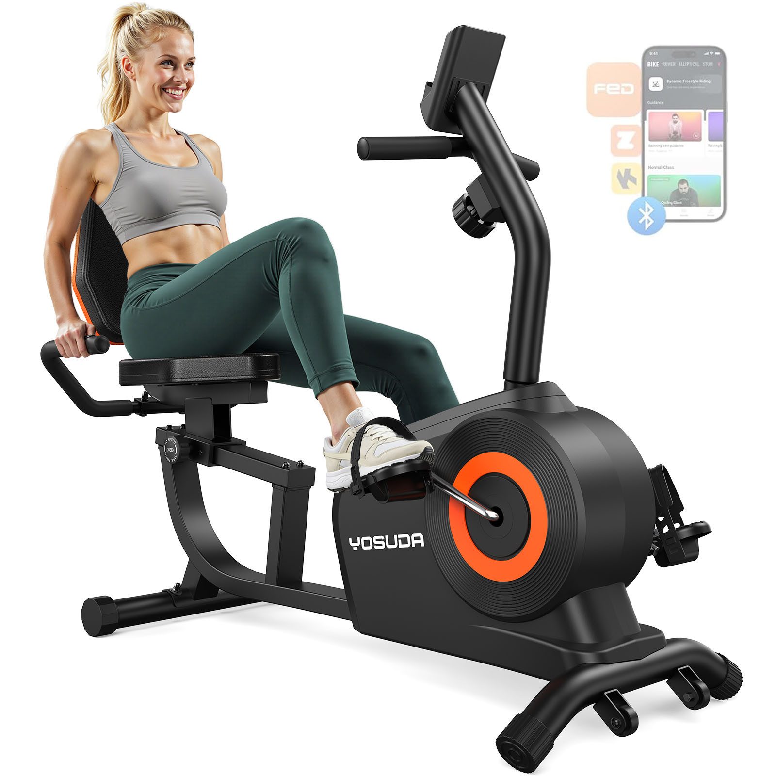 YOSUDA Heimtrainer Fahrrad, mit Magnetbremse, 16 Widerstandsstufen (1-tlg), verstellbarem Sitz & LCD-Pulssensor, leise, bis 160 kg Traglast