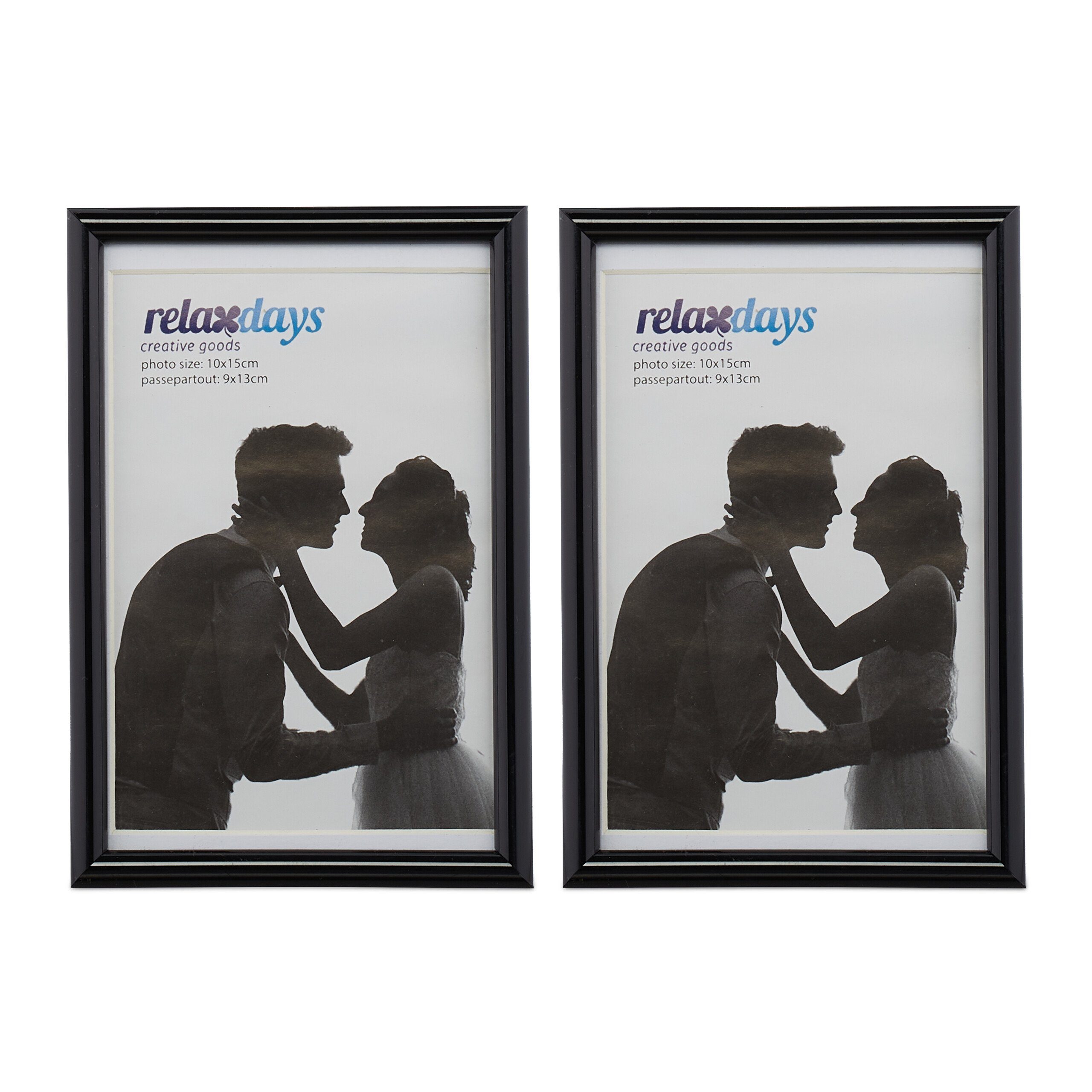 relaxdays Bilderrahmen 4 x Bilderrahmen 10 x 15 cm schwarz günstig online kaufen