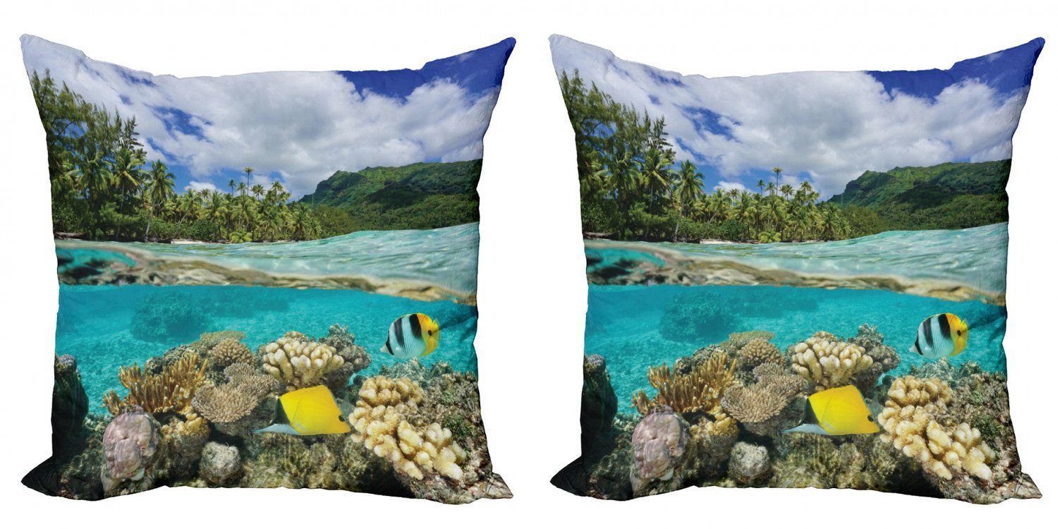 Kissenbezüge Modern Accent Doppelseitiger Digitaldruck, Abakuhaus (2 Stück), Insel Französisch-Polynesien Lagoon