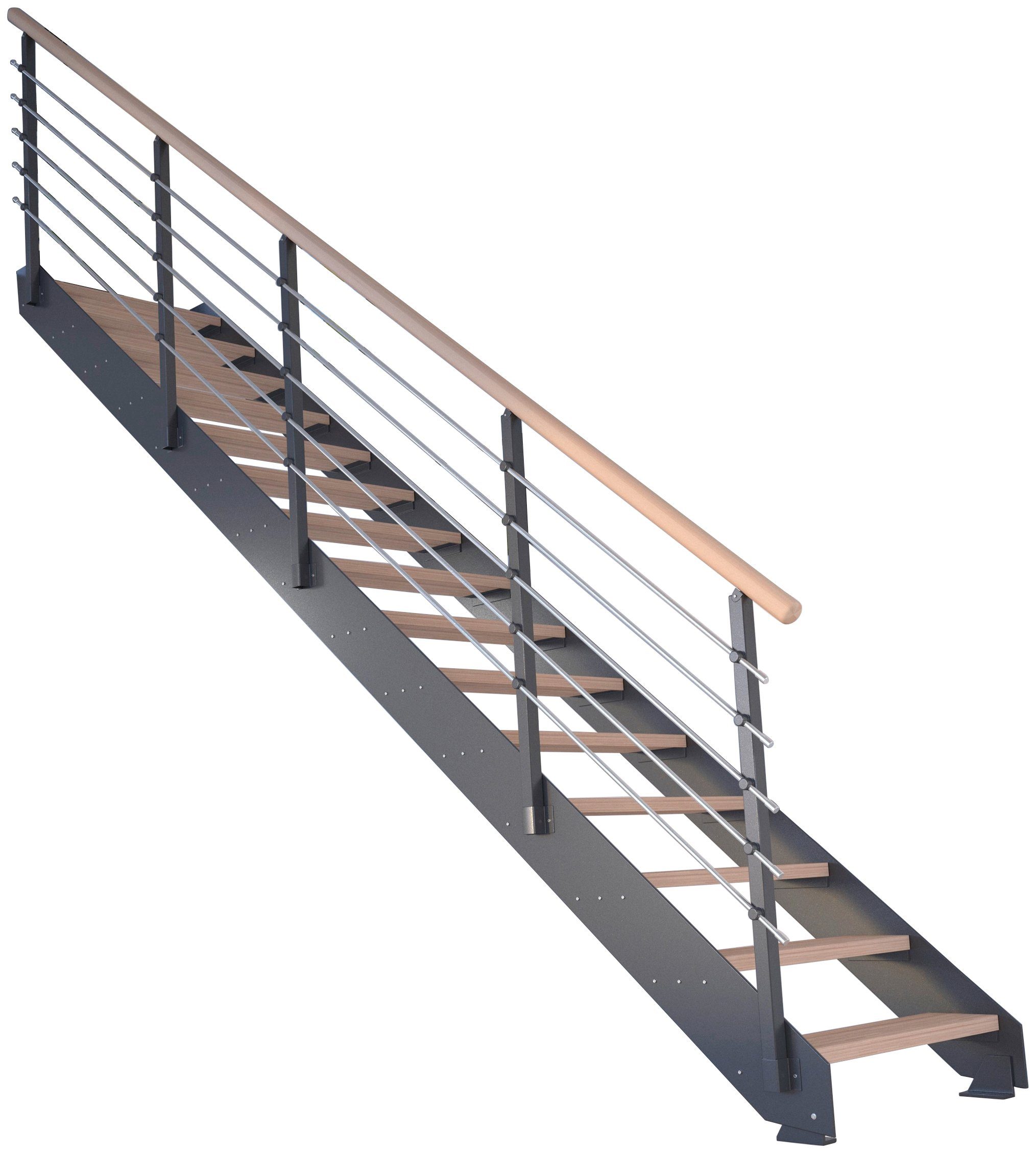 Starwood Metall, Kos, offen, Geteilte Stufen Systemtreppe