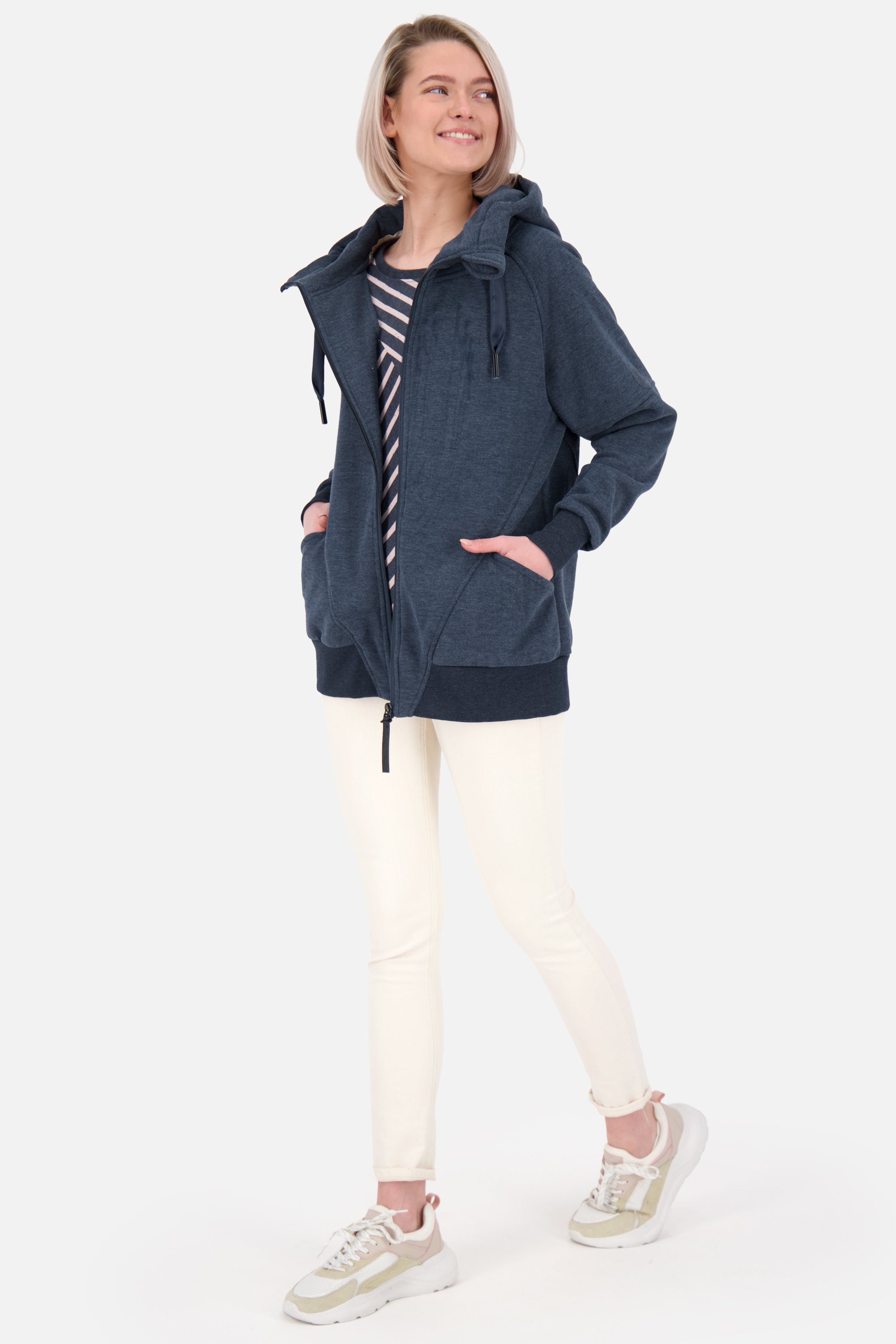 Hooded Sweatjacket & Sweatjacke melange Alife Damen MariaAK Kapuzensweatjacke marine Kickin A Kapuzensweatjacke,