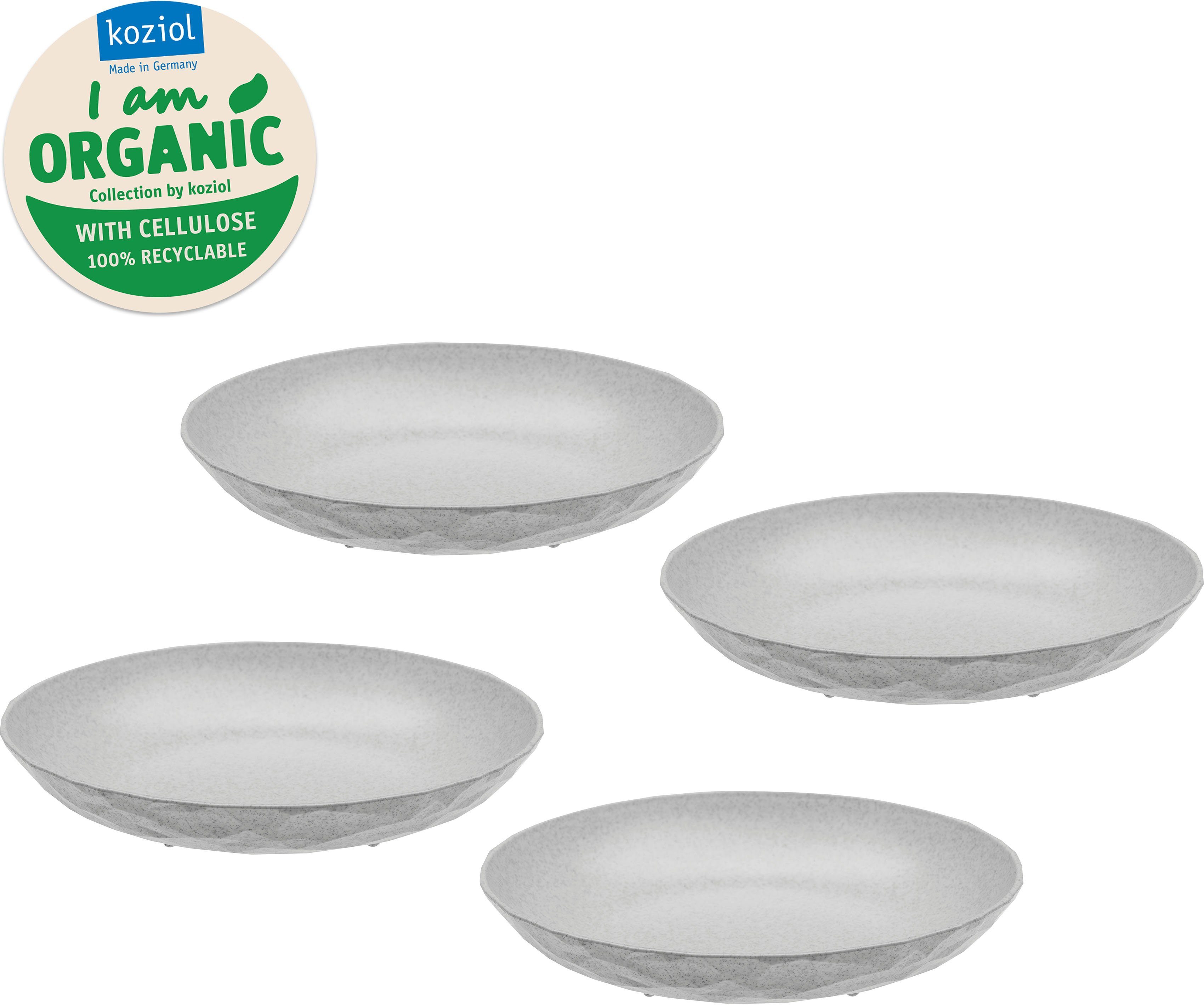 KOZIOL Suppenteller CLUB PLATE, (4 St), 100% recycelbar,CO2 neutrale Produktion, Kunststoff, Ø 22 cm