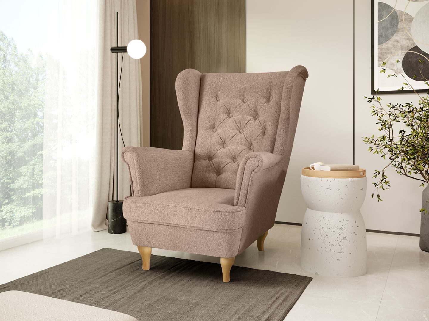 Beautysofa Ohrensessel Sessel FALCO Chesterfield Wohnzimmersessel Fernsehse günstig online kaufen