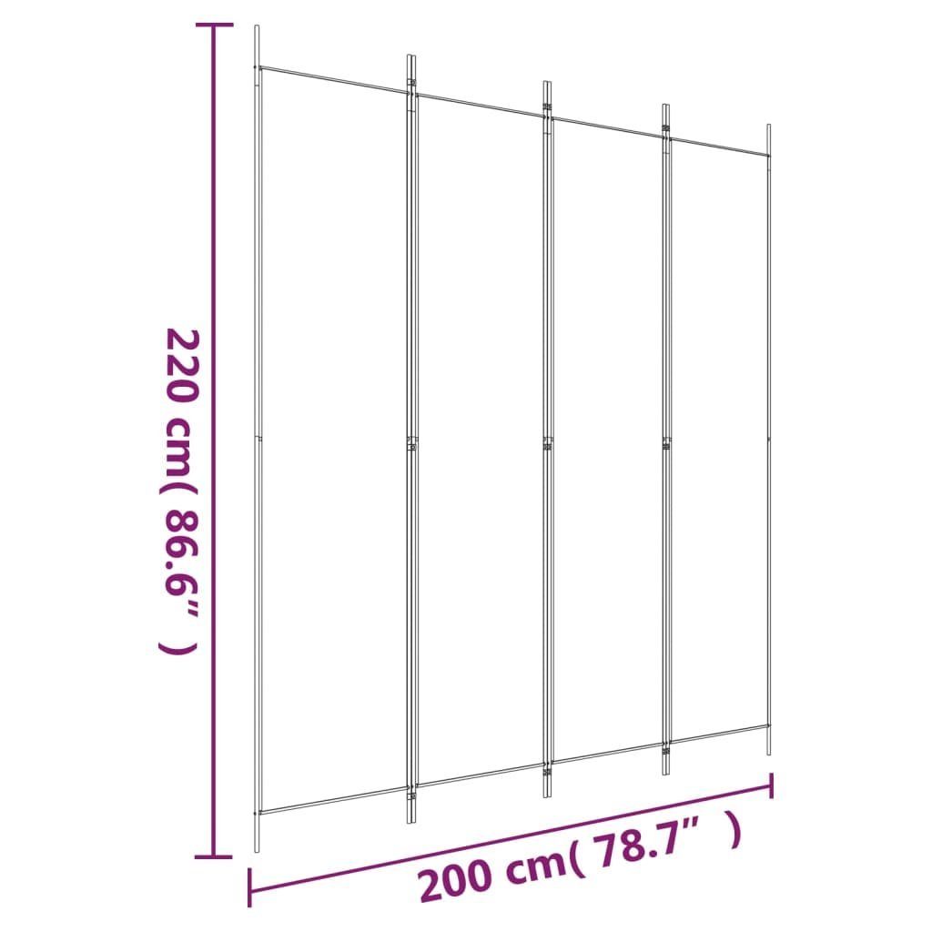 Raumteiler Weiß 200x220 cm vidaXL Stoff, Paravent 1-tlg. 4-tlg.