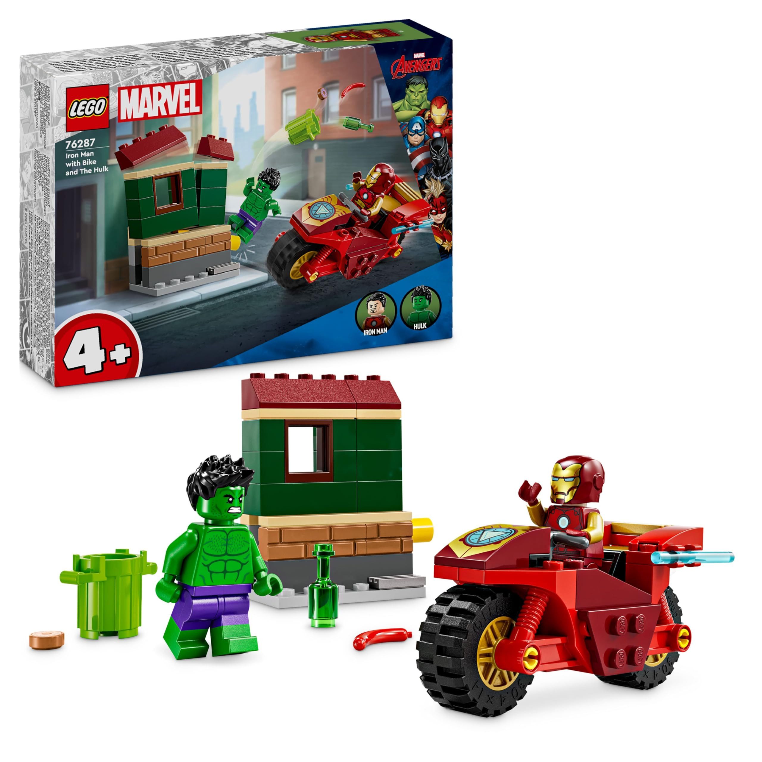 LEGO® Marvel Iron Man mit Bike und der Hulk 76287 Konstruktions-Spielset, (68 St), 68-teiliges LEGO Bauset