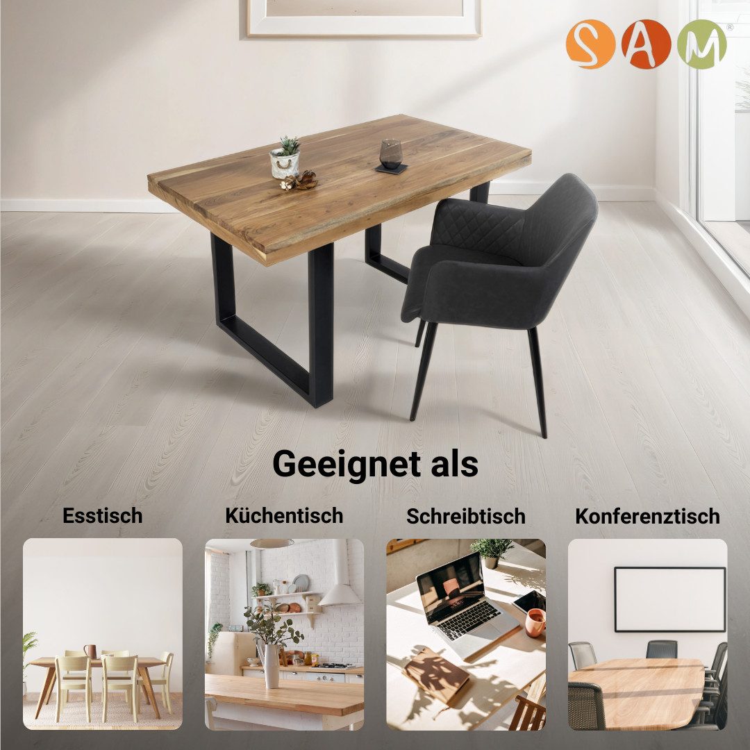 SAM® Esstisch Pearl, Akazienholz, gerade Kante, Metallgestell U-Form, bis 3m