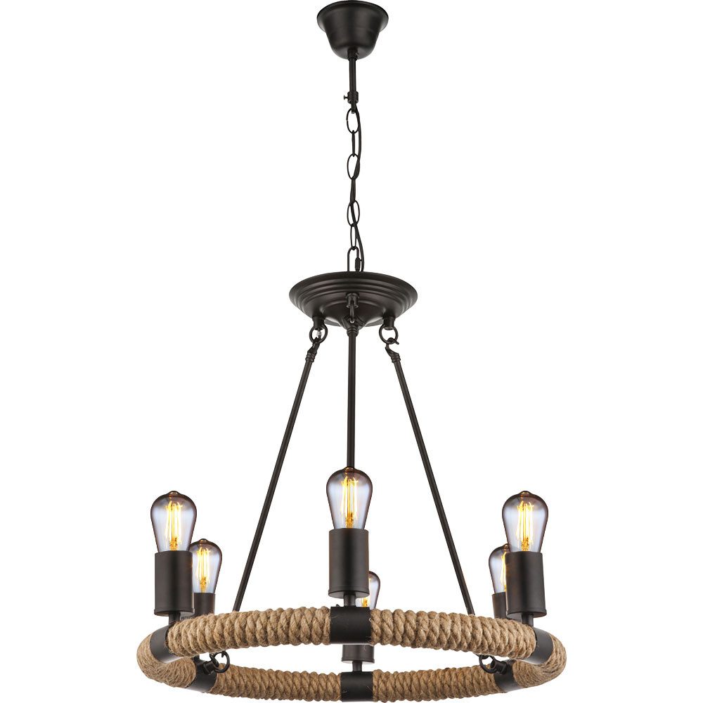 GLOBO LIGHTING Люстры, Leuchtmittel inklusive, Warmweiß, Hanf Seil Hänge Kron Leuchter FILAMENT Decken Pendel Lampe im