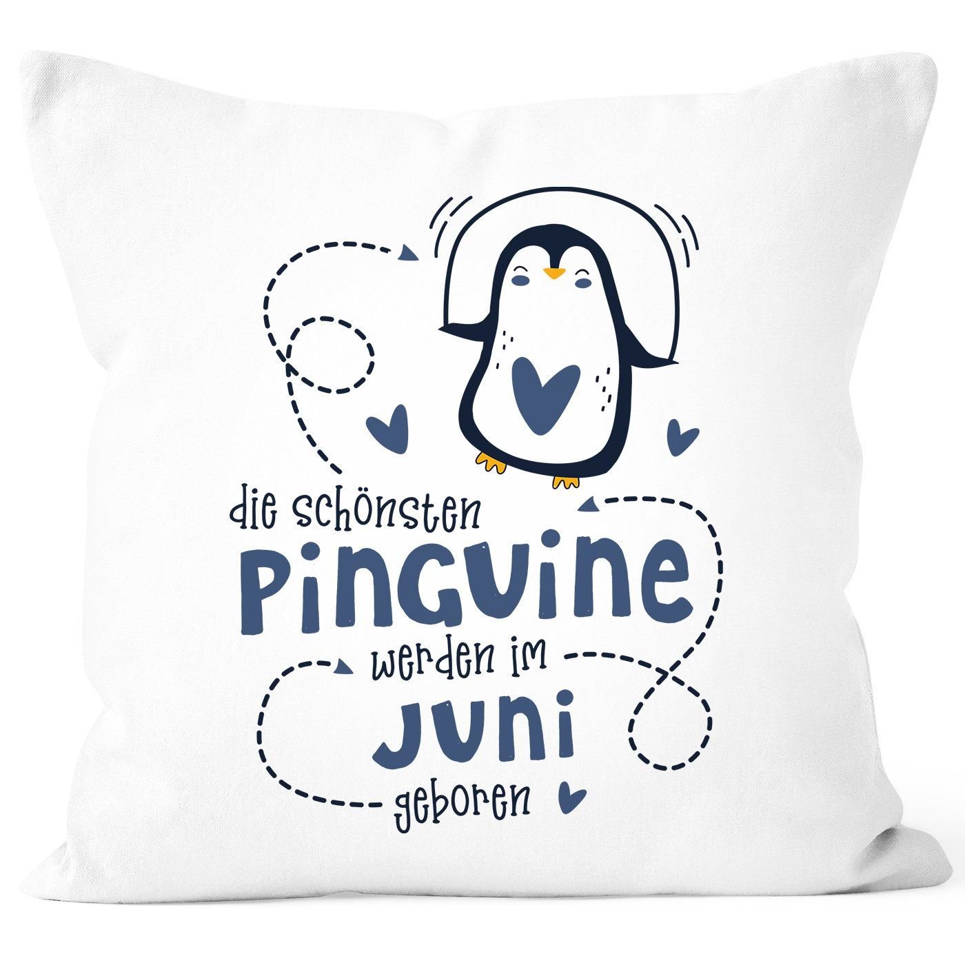 SpecialMe Dekokissen Kissen-Bezug Die Schönsten Pinguine werden im [object Object] geboren Geschenk Geburtstag Dekokissen SpecialMe®