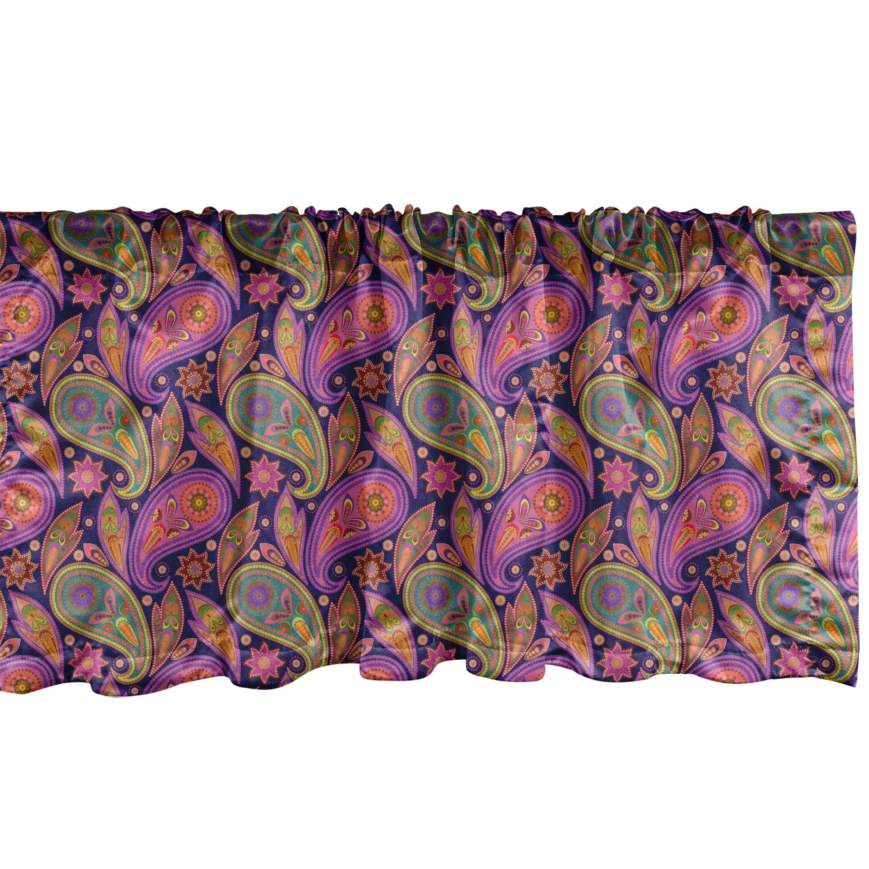 Scheibengardine Vorhang Volant Stangentasche, Microfaser, mit Abakuhaus, traditionell Küche Paisley-Muster für Schlafzimmer Gepunktete Dekor