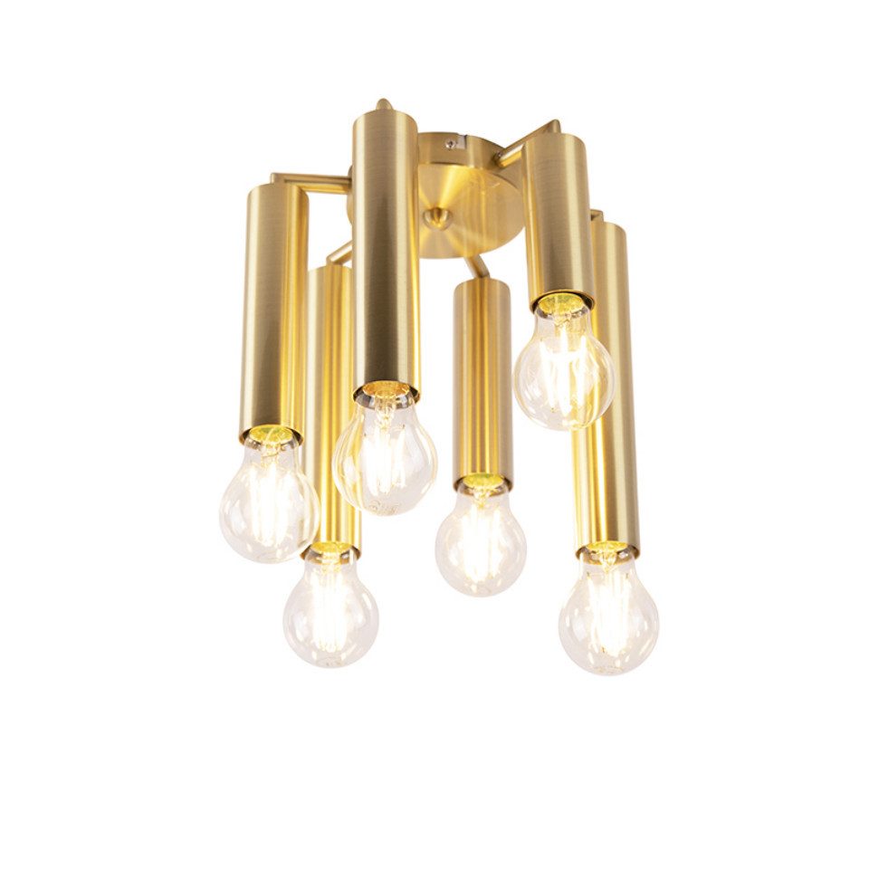 Qazqa Deckenleuchte Tubi, ohne Leuchtmittel, Warmweiß, QAZQA Deckenleuchte, e27, Gold, Stahl, Art Deco
