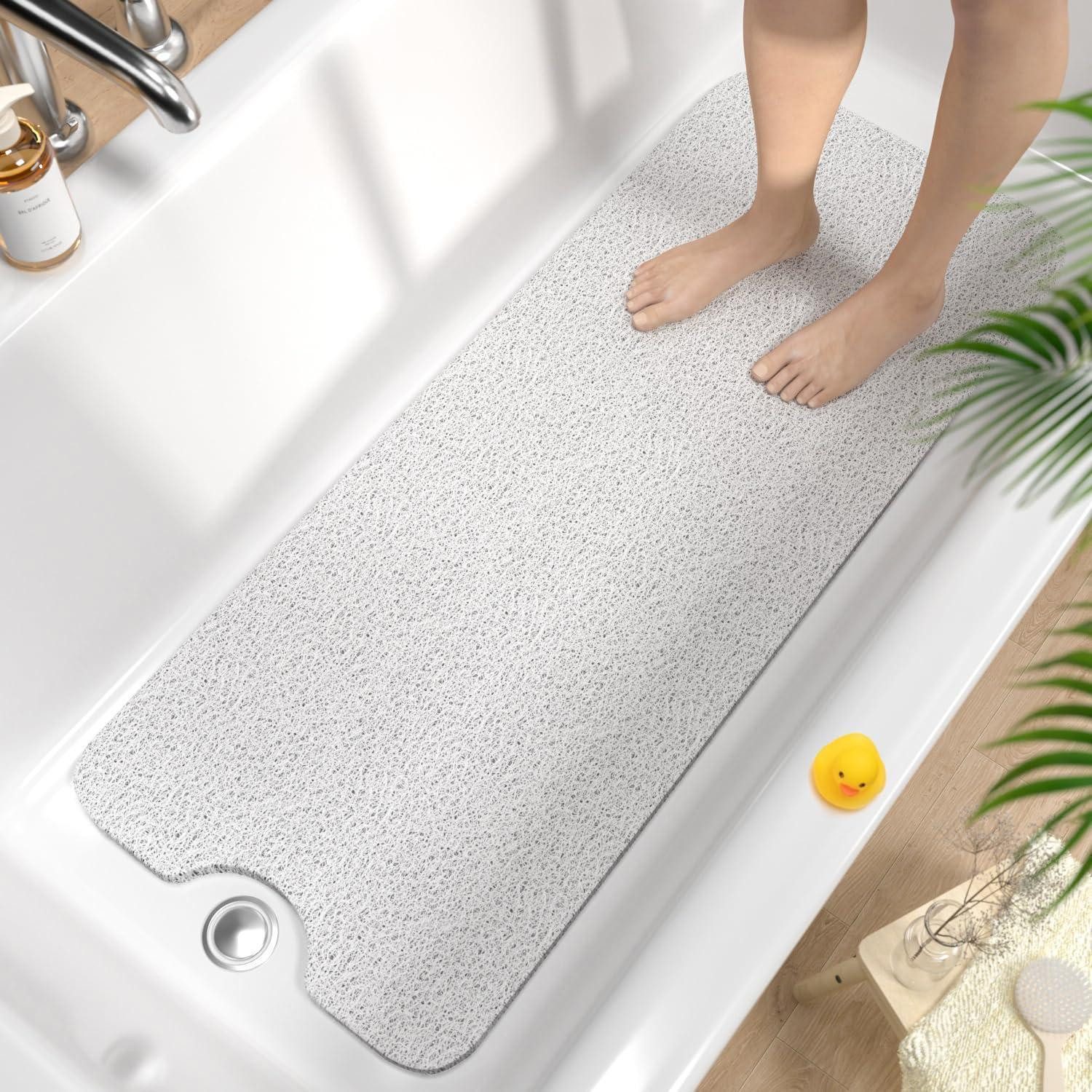 LuxusKollektion Wanneneinlage Badewannenmatte rutschfest extralang PVC Weiß 100 x 40 cm (Rechteckig)