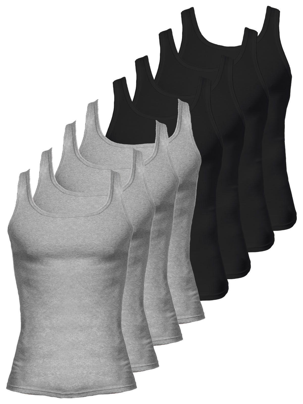 KUMPF Achselhemd 8er Sparpack Herren Unterhemd Bio Cotton (Spar-Set, 8-St) - schwarz steingrau-melange