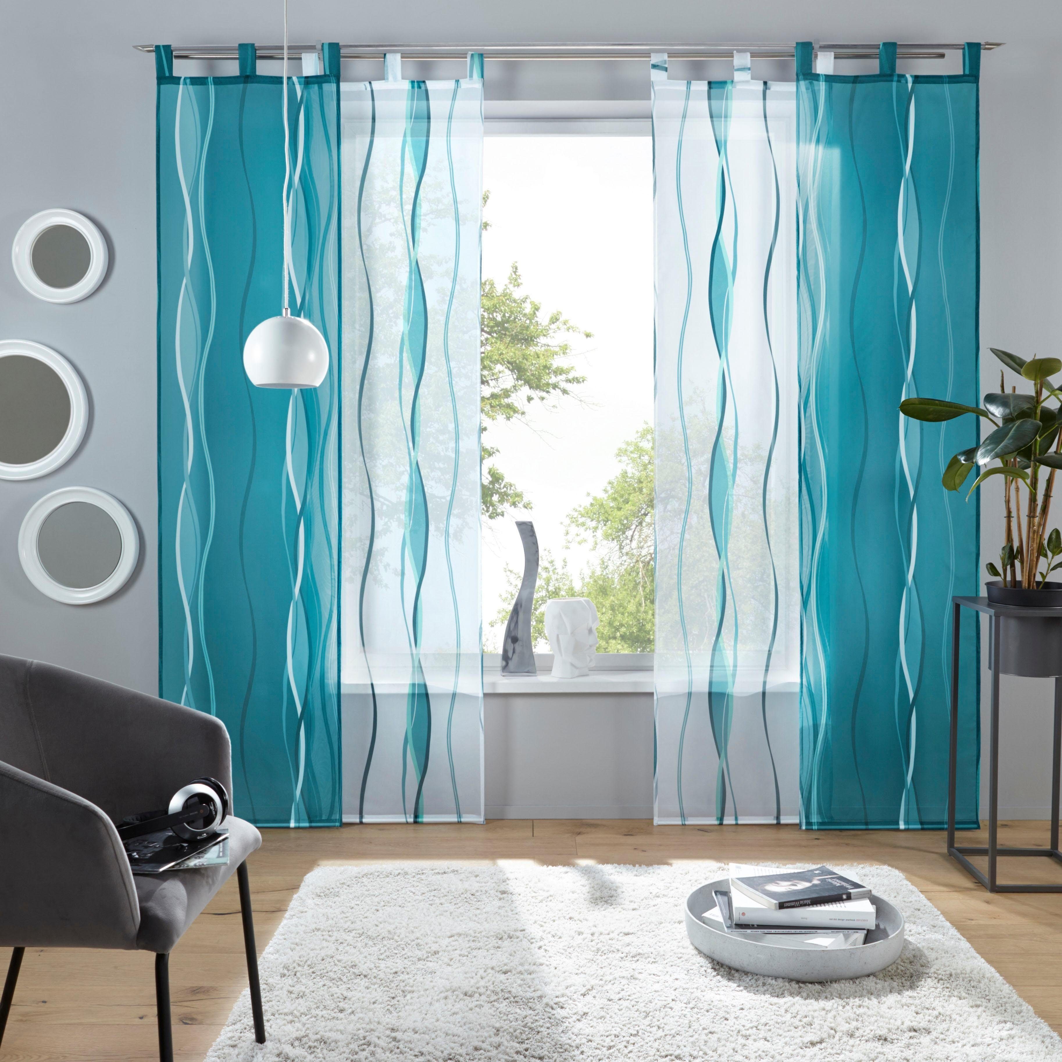OTTO home Schiebegardine Dimona (2 St), Schlaufen, transparent, Voile, 2er-Set, Fertiggardine, inkl. Beschwerungsstange, Wellen – Bild 5 von 5
