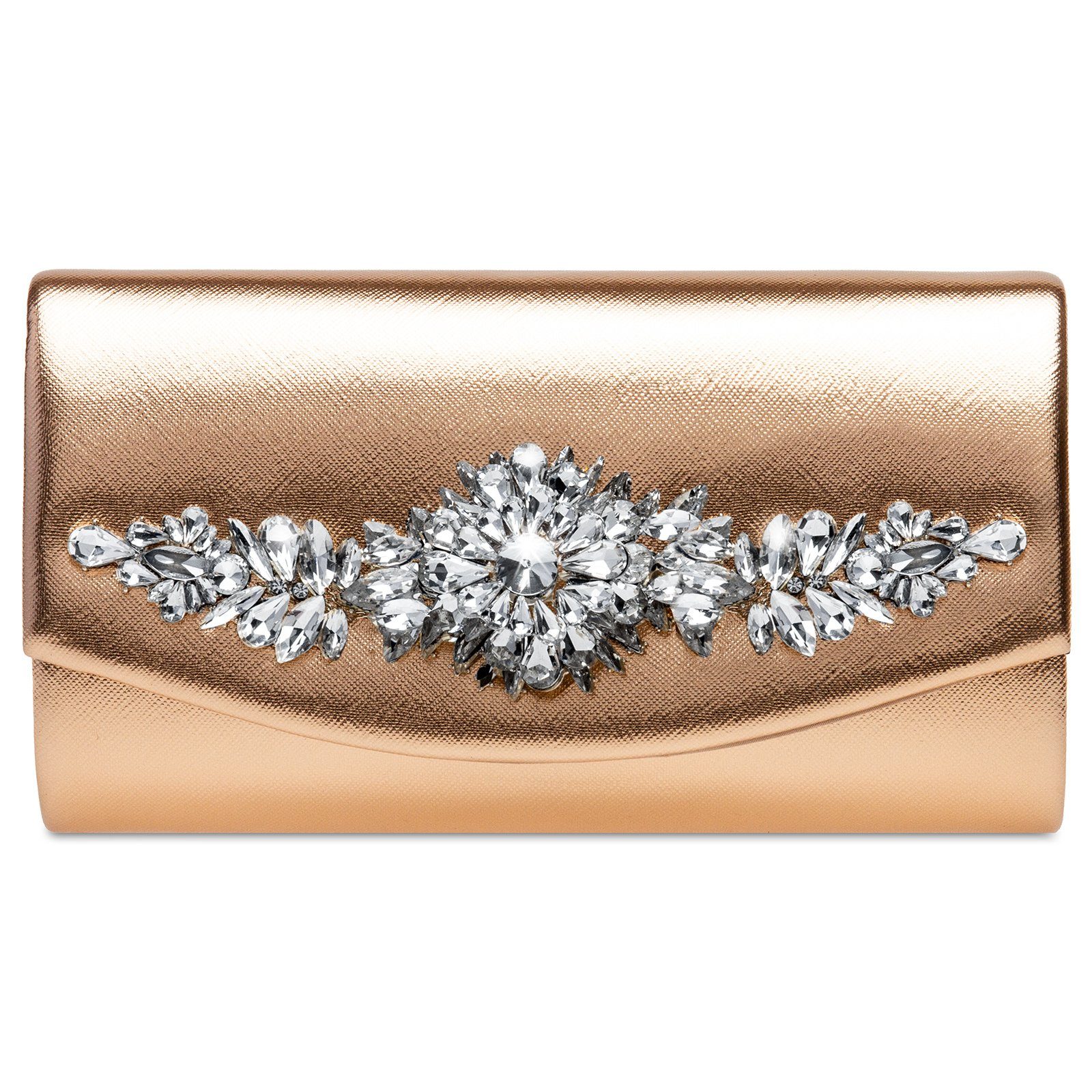 Clutch TA509 Damen Metallic Clutch Abendtasche mit ausgefallenem Strass Dekor