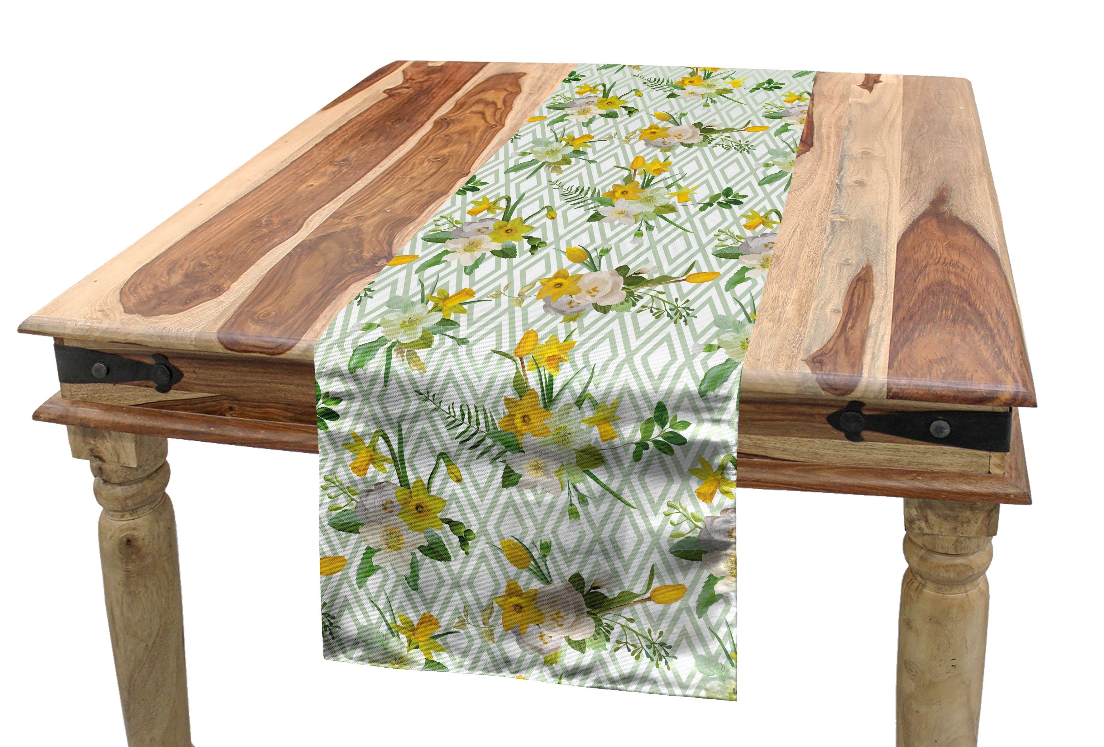 Abakuhaus Tischläufer Esszimmer Küche Rechteckiger Dekorativer Tischläufer, Aquarell Blooming Blumennatur