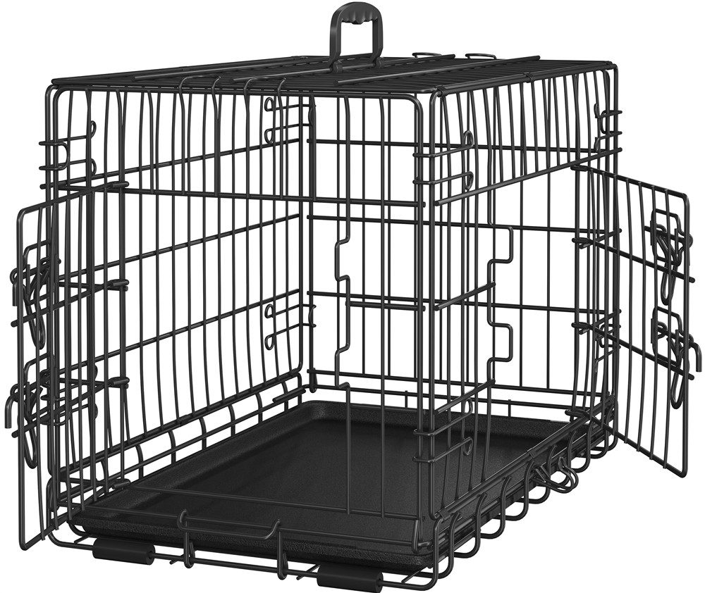 Yaheetech Tiertransportbox Hundebox mit Ausziehbaren Bodenwanne & Griff & 2 Türen bis 10 kg, Packmaß: 63 cm L × 42 cm B × 8,5 cm H