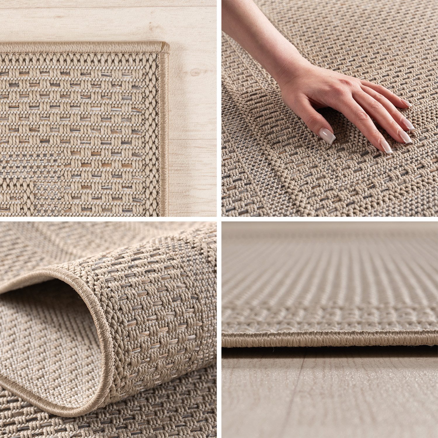 Teppium Teppich Schlichter Flatweave Teppich mit Rahmen, Rechteckig, Höhe: günstig online kaufen